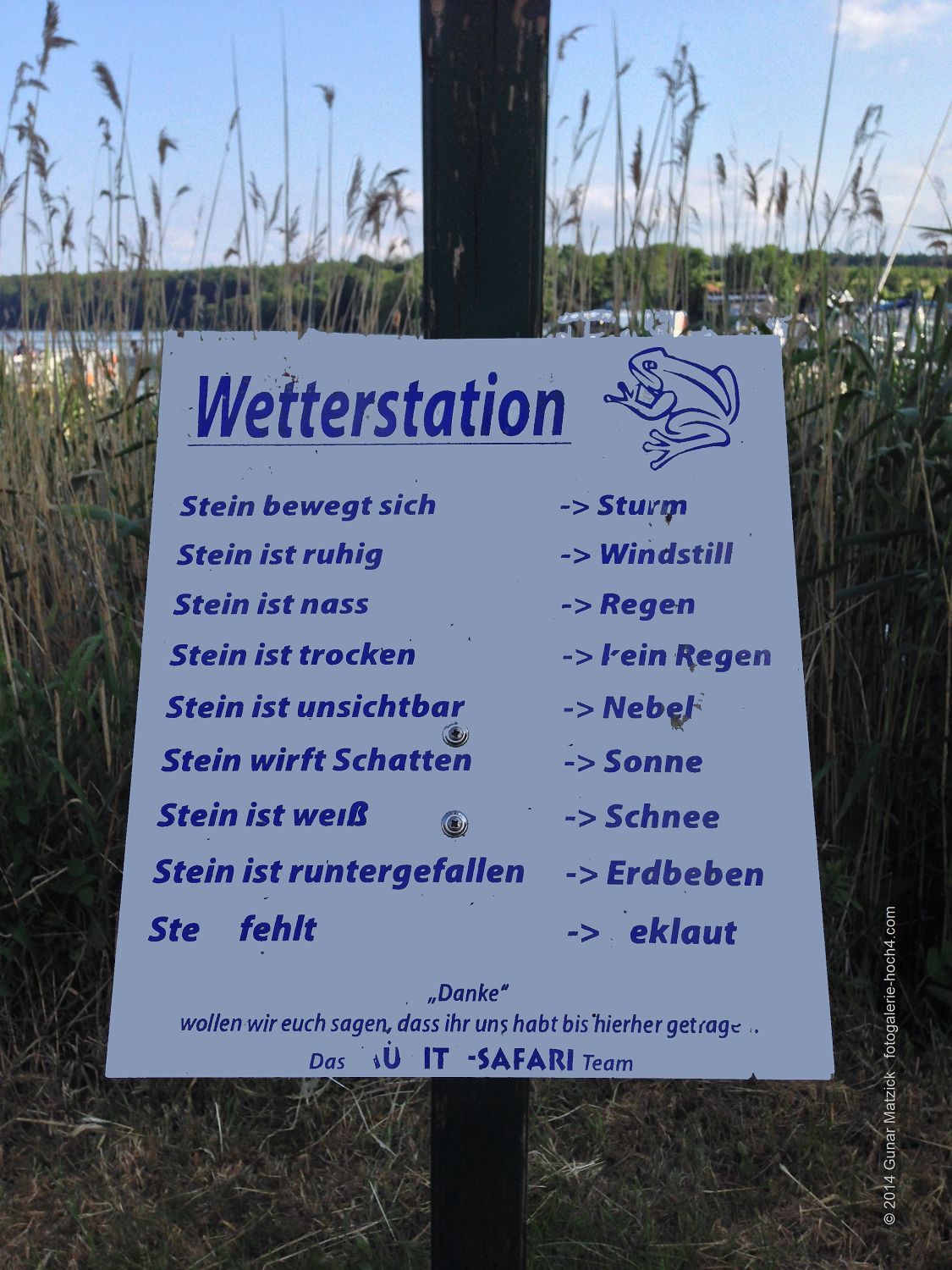 Kurz und knapp. Klar und unmissverständlich. Wettervorhersage auf den Punkt gebracht. Mecklenburg-Vorpommern, Deutschland.