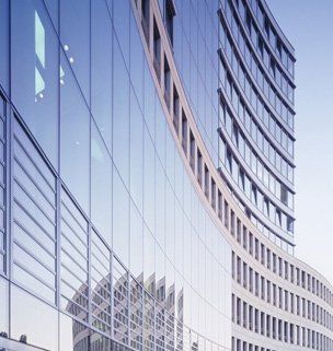 Commercial windows tinted on outside of building