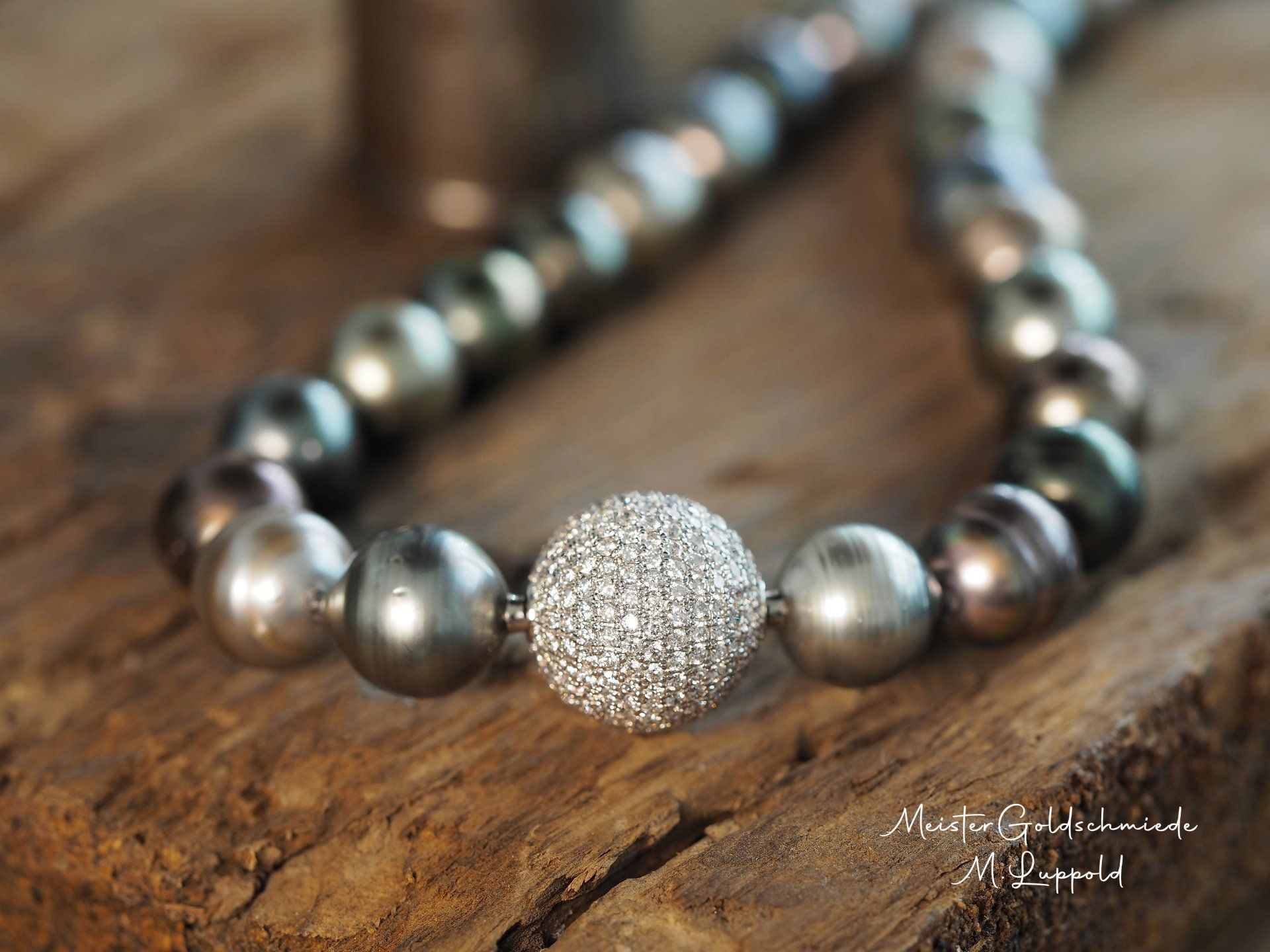 Pavéewechselschließe Tahitizuchtperlenkette