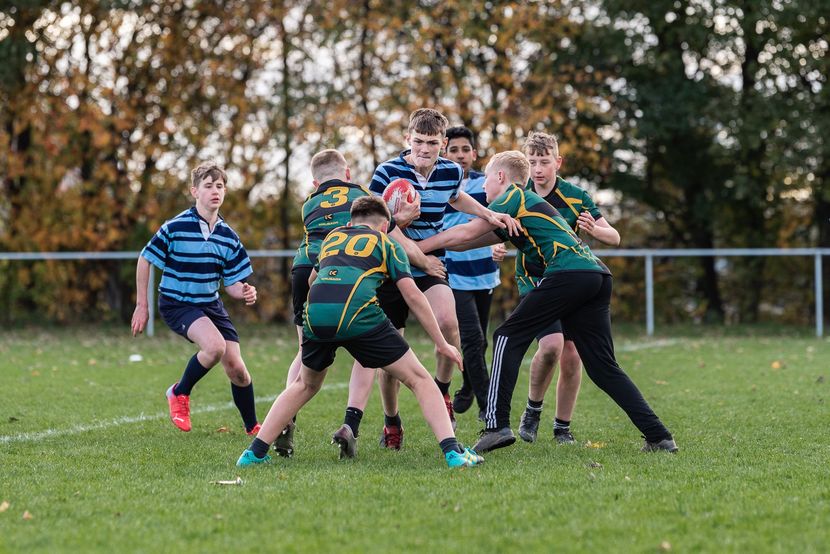 School children compete in the South Yorkshire School Games Rugby tournament