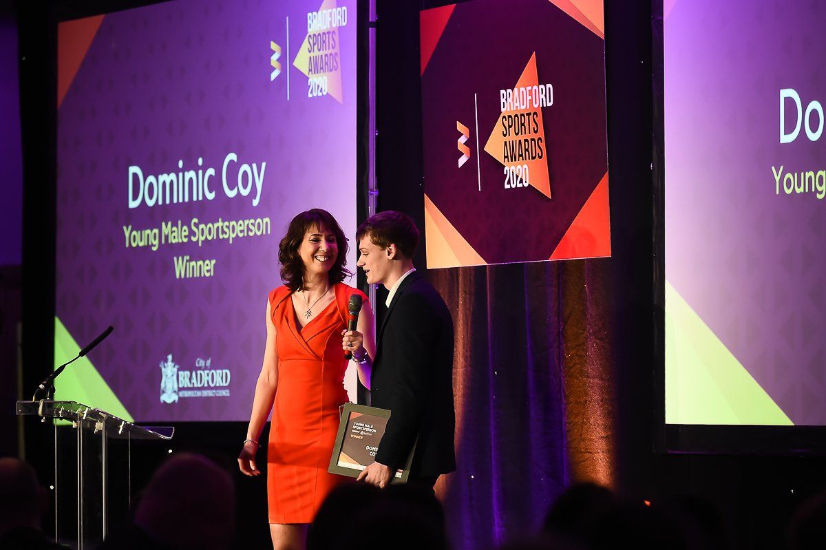 Tanya Arnold presents an Award at the Bradford Sports Awards 2020.