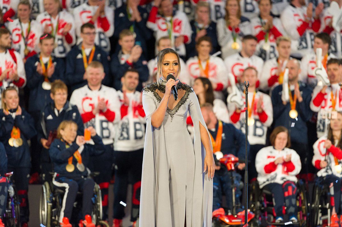 Singer Rebecca Ferguson performs at the 2016 Olympic and Paralympic homecoming event in Manchester.