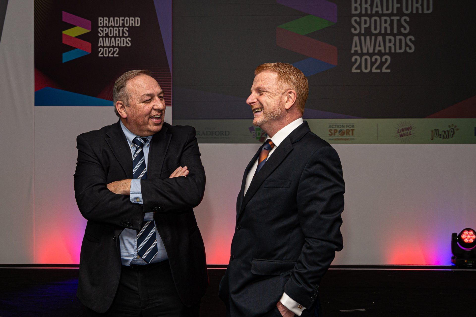 Ex-professional footballer Wayne Jacobs chats to guests ahead of the Bradford Sports Awards 2022.
