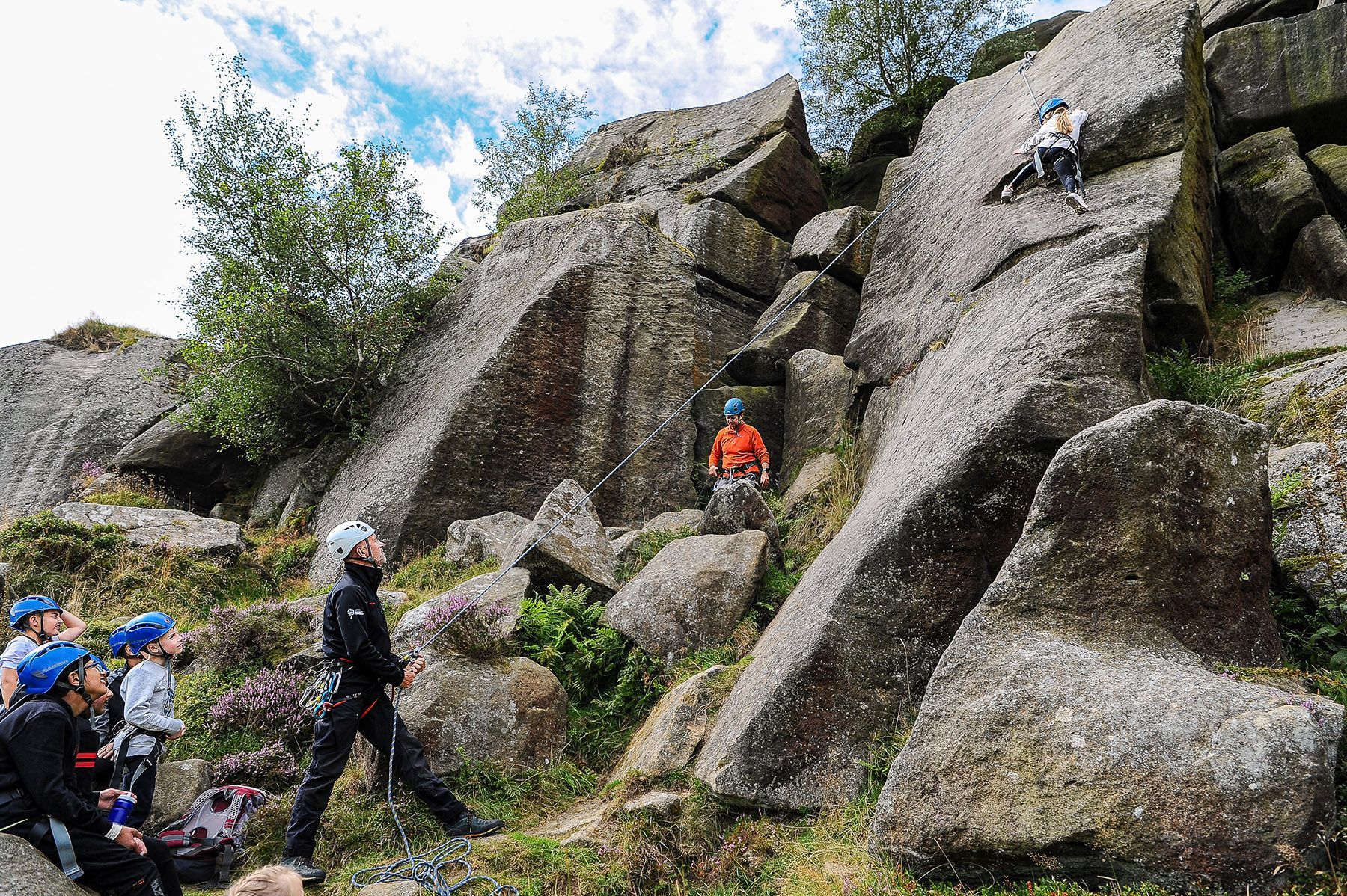 Rock climbing at the Cow and Calf in Ilkley, Bradford.