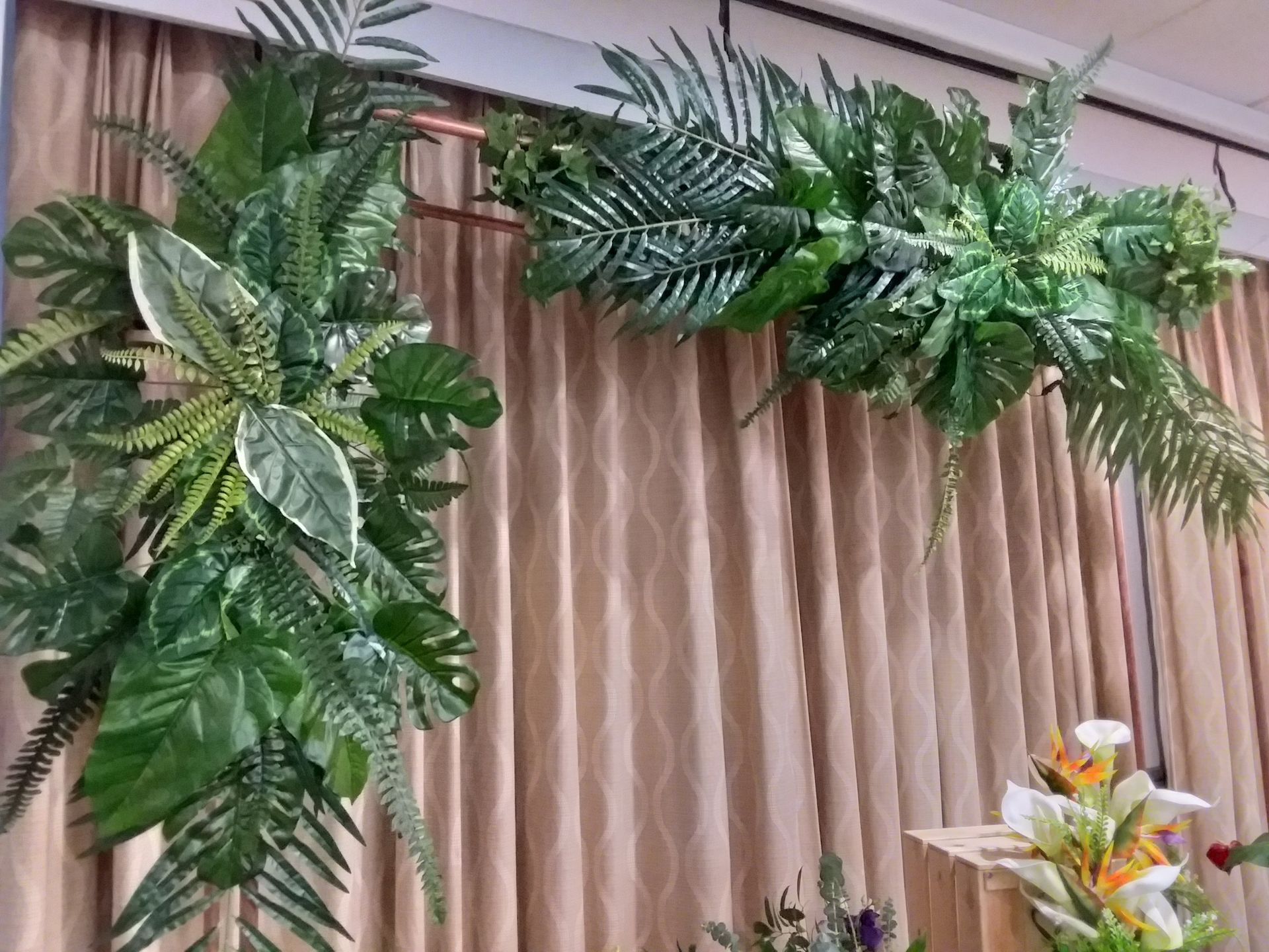 Tropical Wedding arch to hire Cardiff South Wales