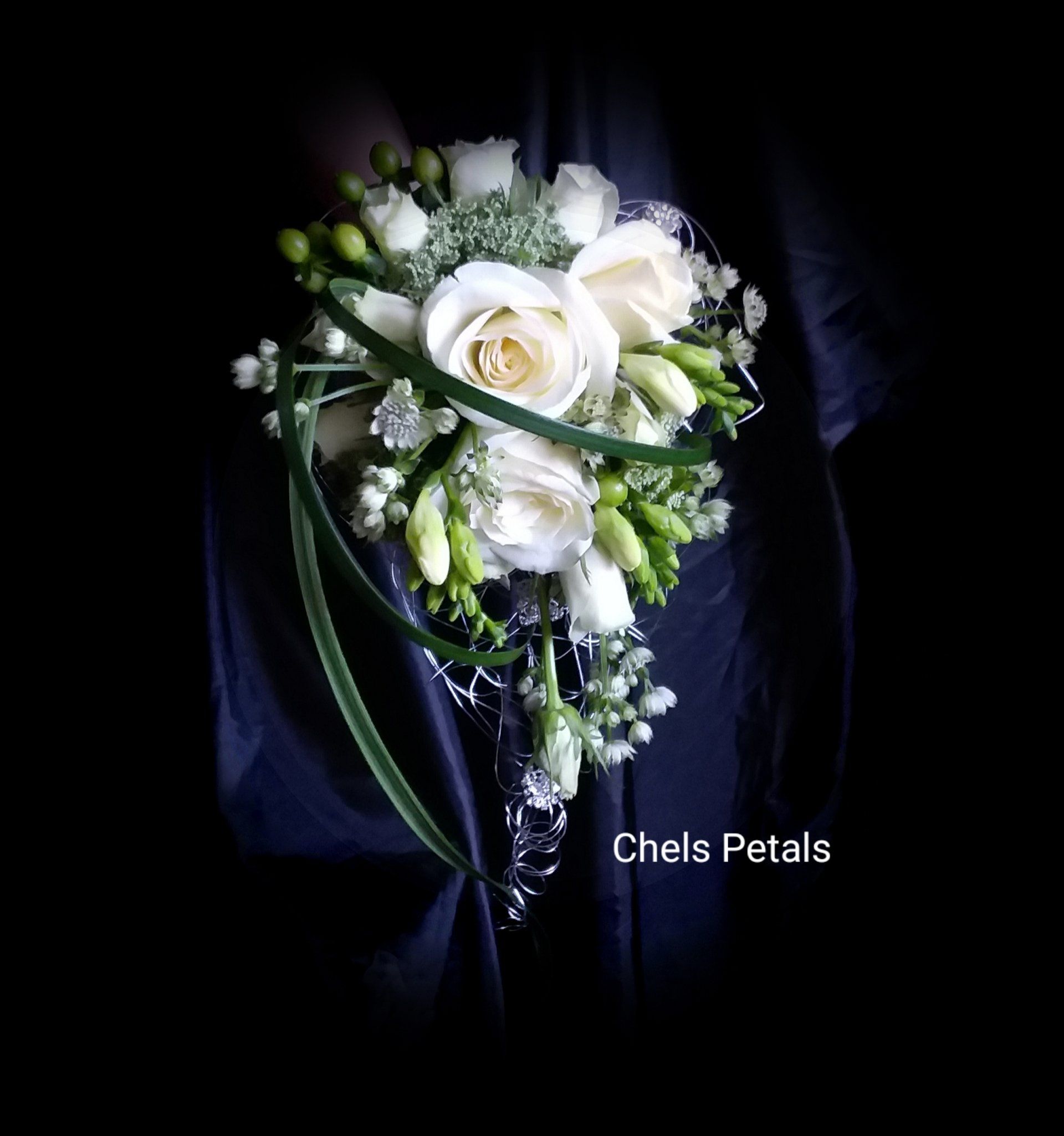 Glitz & Glamour Bridal Bouquet; Wedding flowers; florist Cardiff; florist south wales