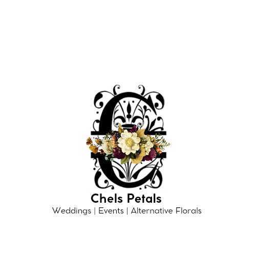 Chels Petals Logo - Split monogram Letter C with the word Petals embedded