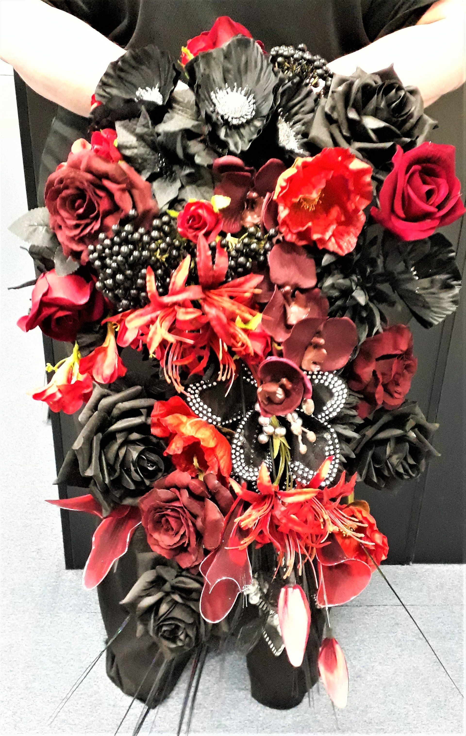 Gothic Bridal Bouquet; Wedding flowers; florist Cardiff; florist south wales