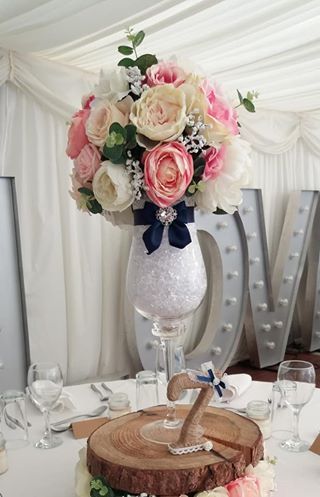 Romantic wedding flowers centrepiece Cardiff Florist