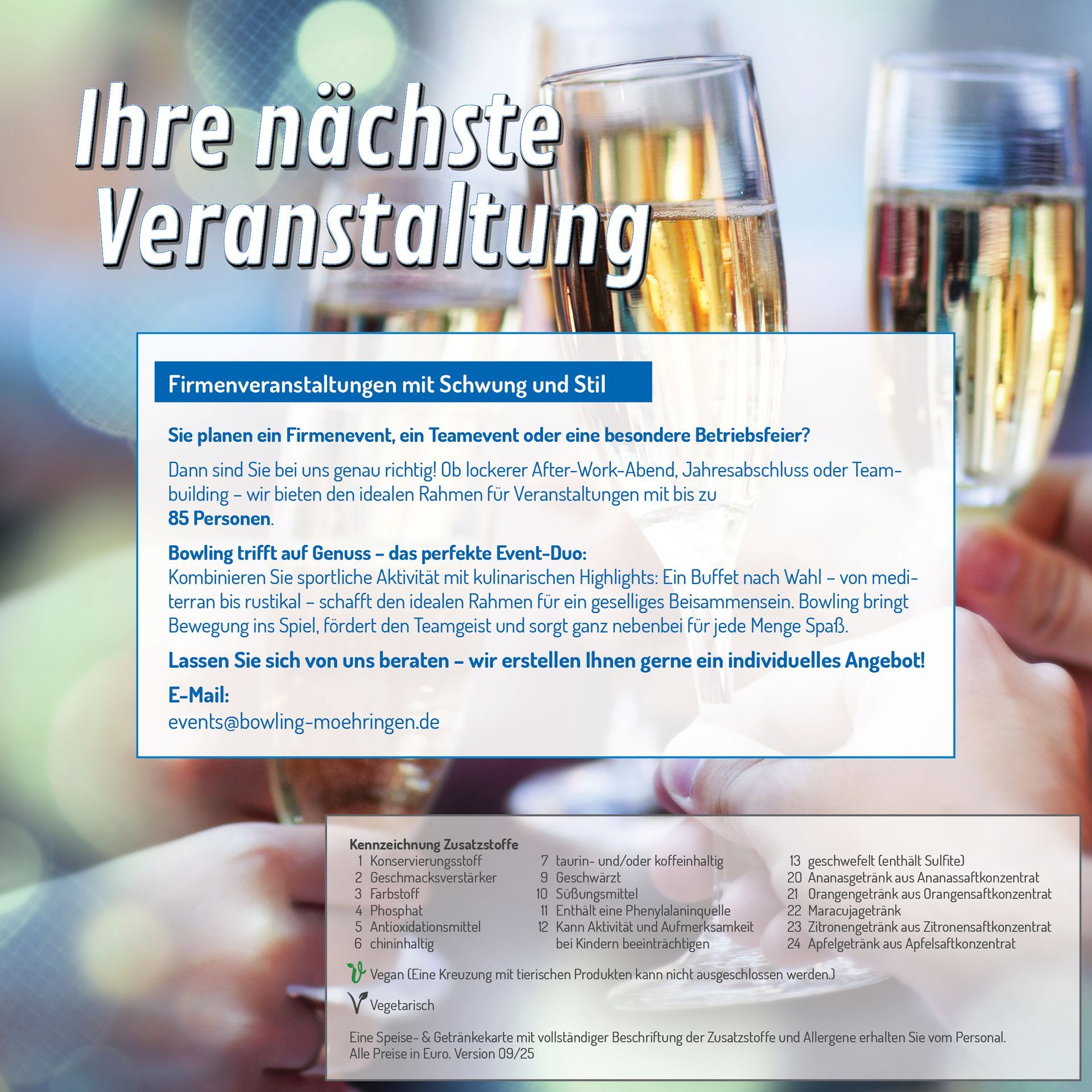 Speisekarte Rückseite • Zusatzstoffe