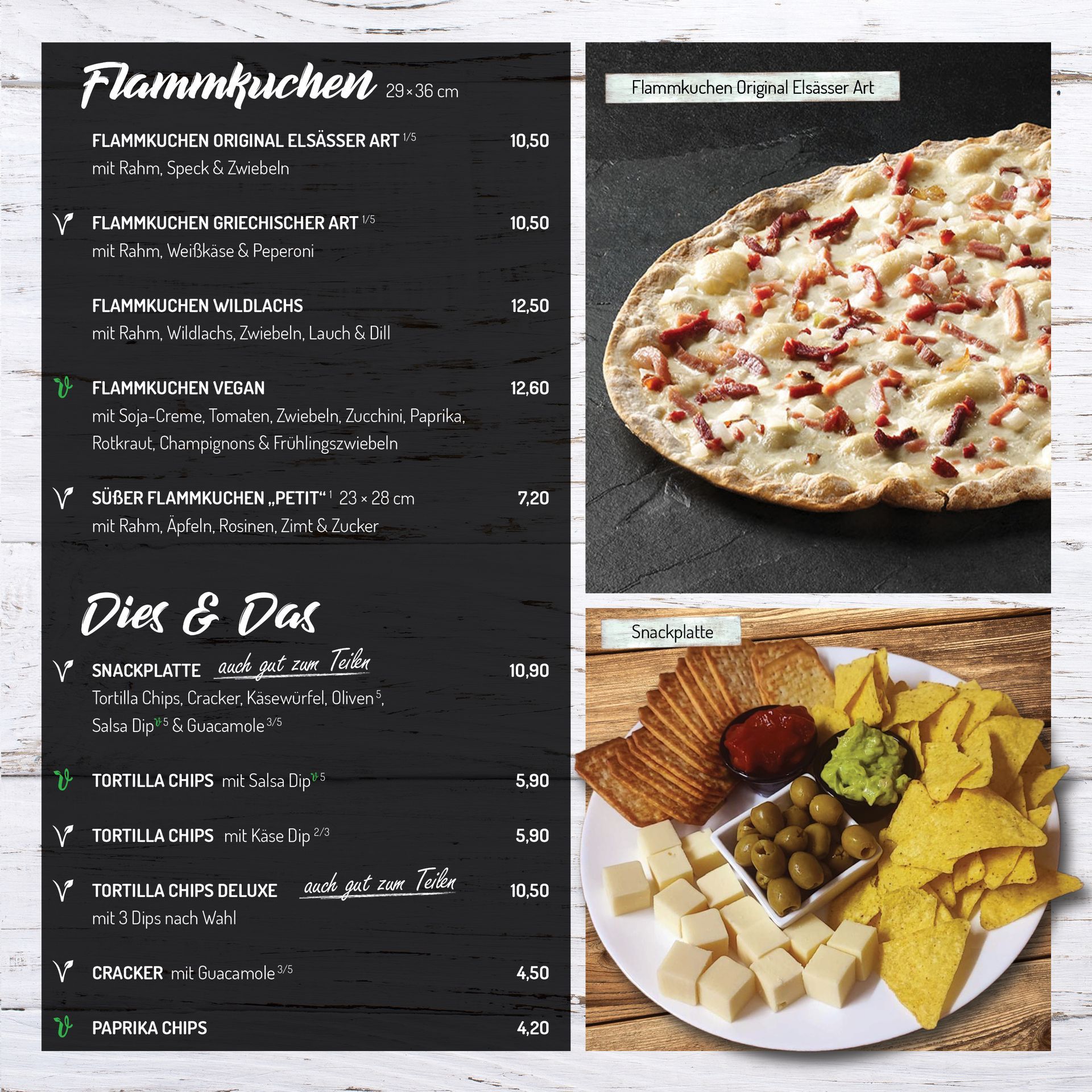 Speisekarte • Flammkuchen • Dies & Das