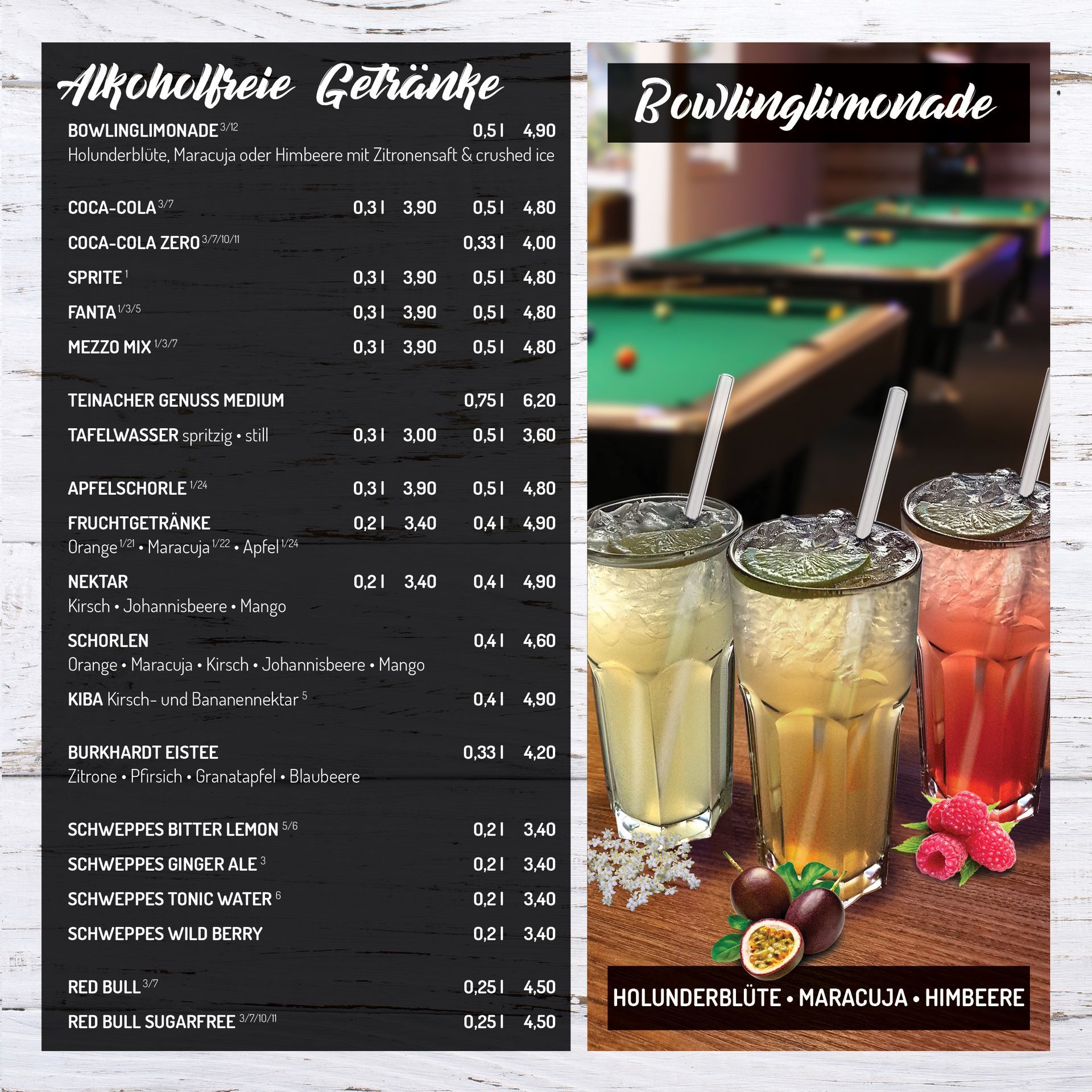 Speisekarte • Alkoholfreie Getränke