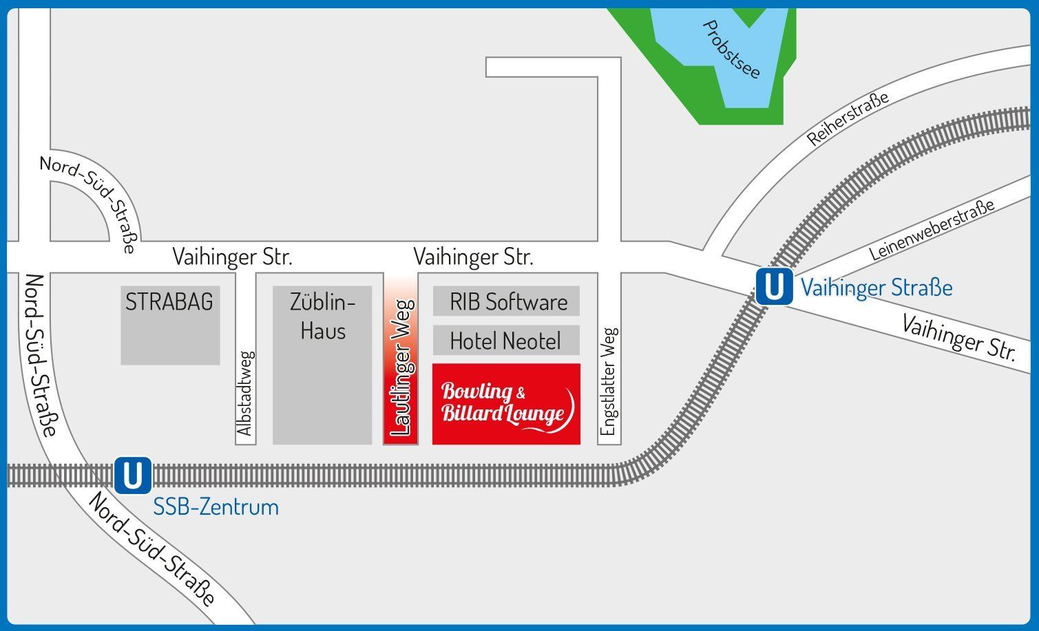Stadtplan Anfahrt Bowling & Billard Lounge Möhringen