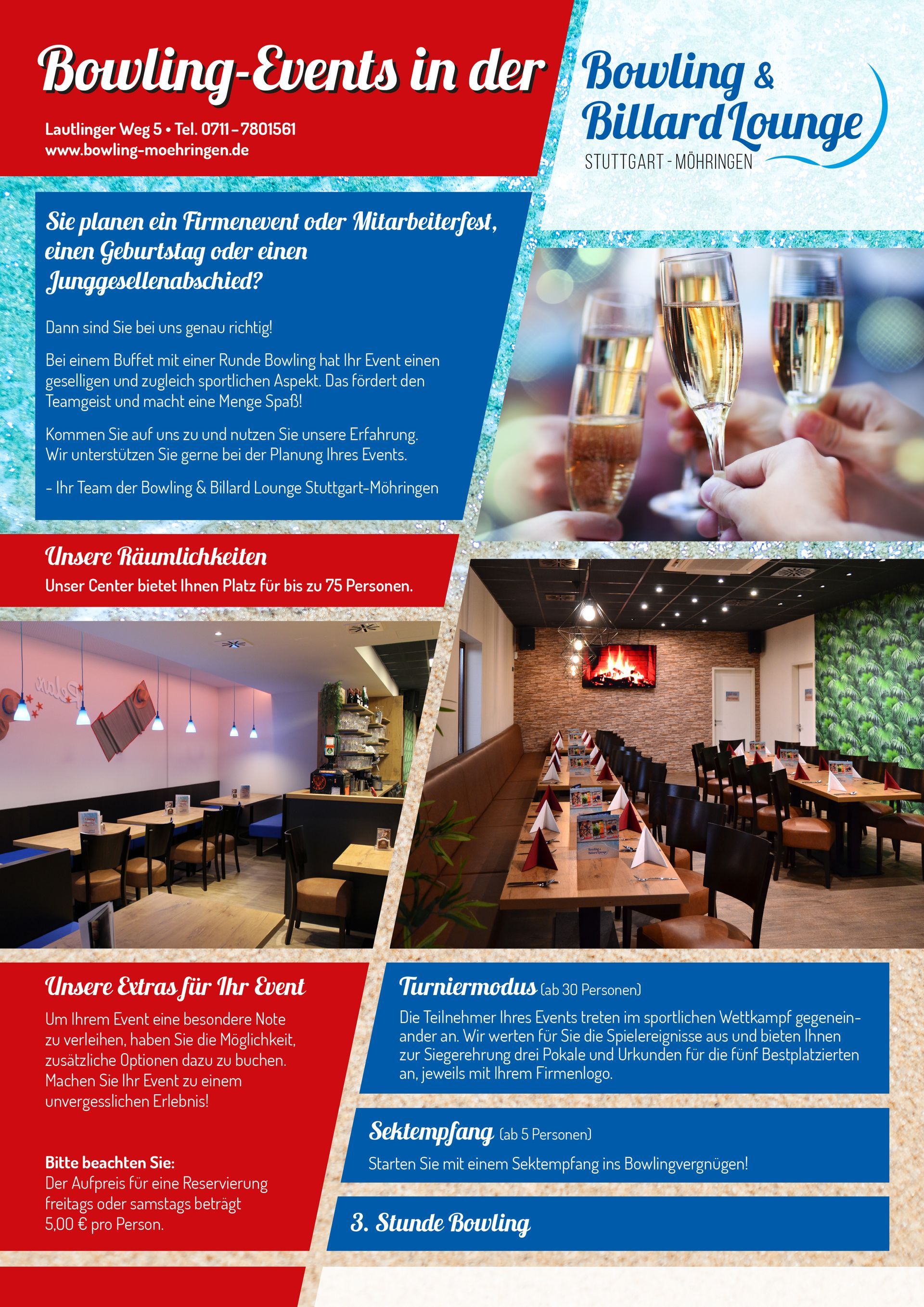 Bild Angebote Bowling-Events - weiter unten als Download (PDF) verfügbar Feiern Sie Ihr Event bei uns - Bowling-Events in der Bowling & Billard Lounge Möhringen