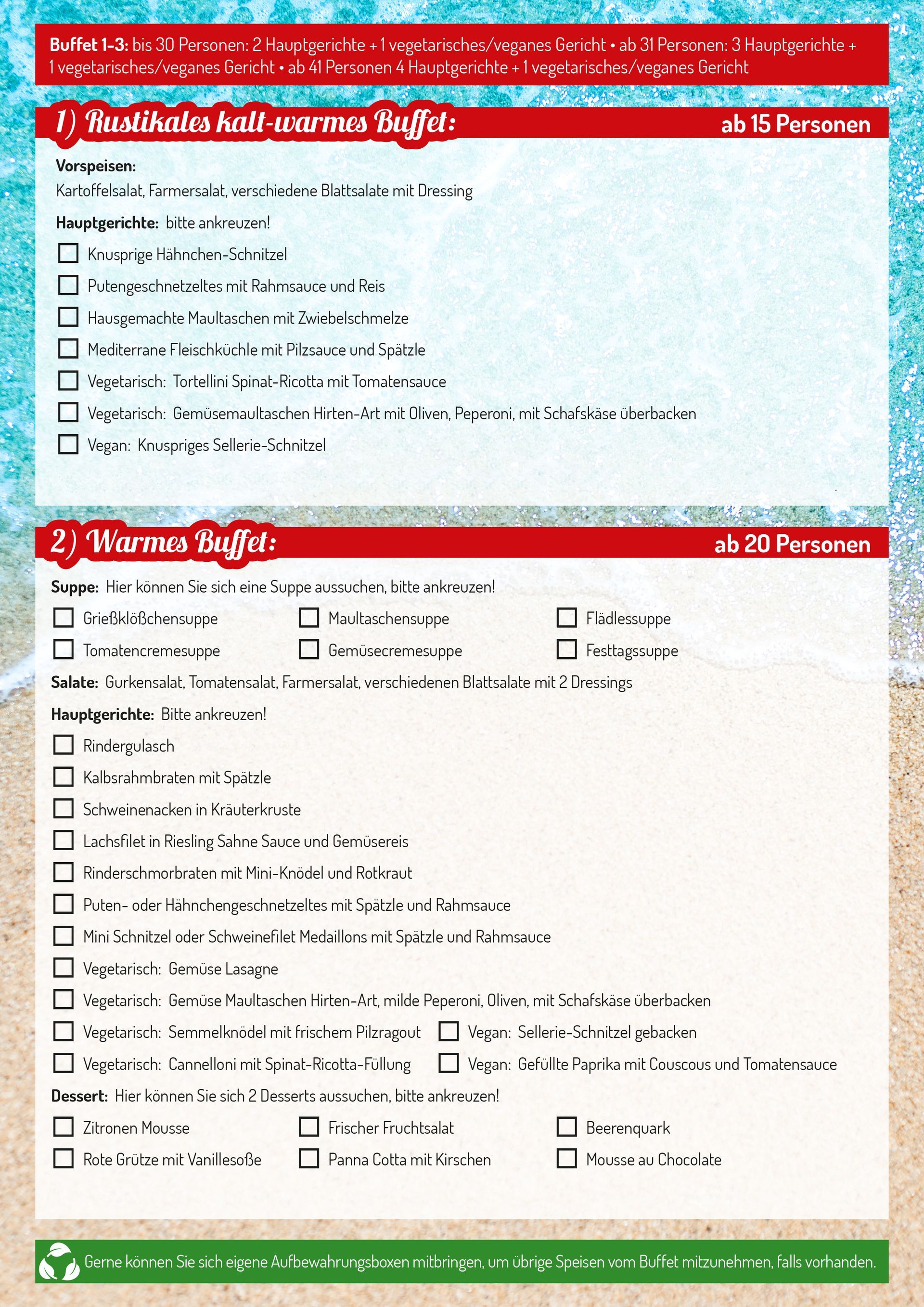 Feiern Sie Ihr Event bei uns - Buffet-Vorschäge der Bowling & Billard Lounge Möhringen