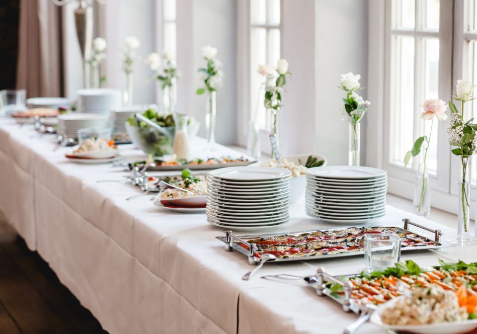 a catered food table