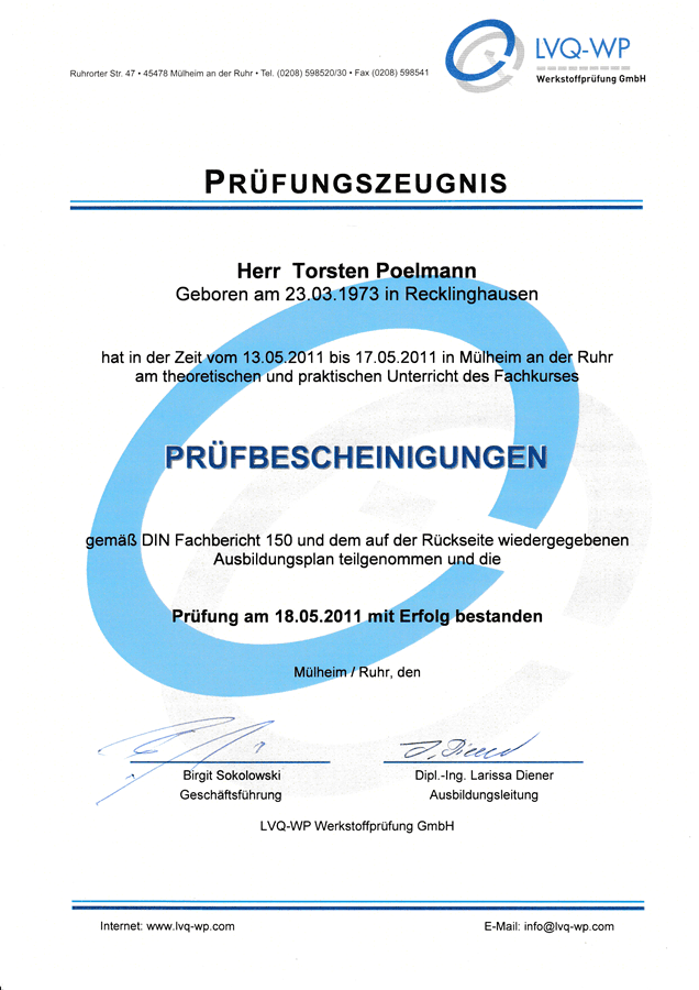 Test certificate Test certificates