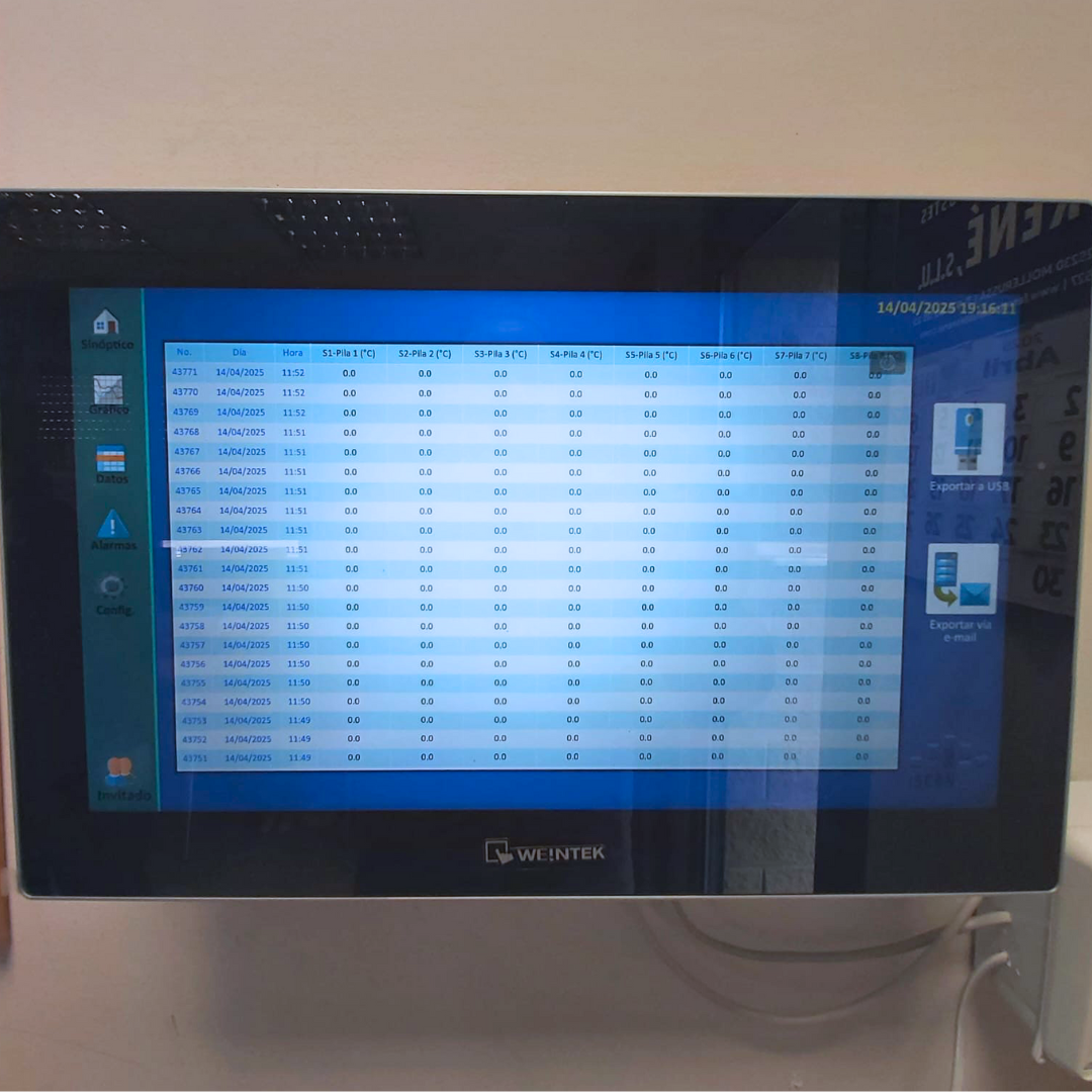 registro de datos en pantalla HMI