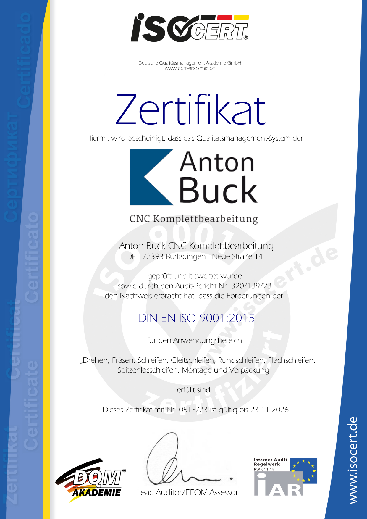 aktuelles Zertifikat