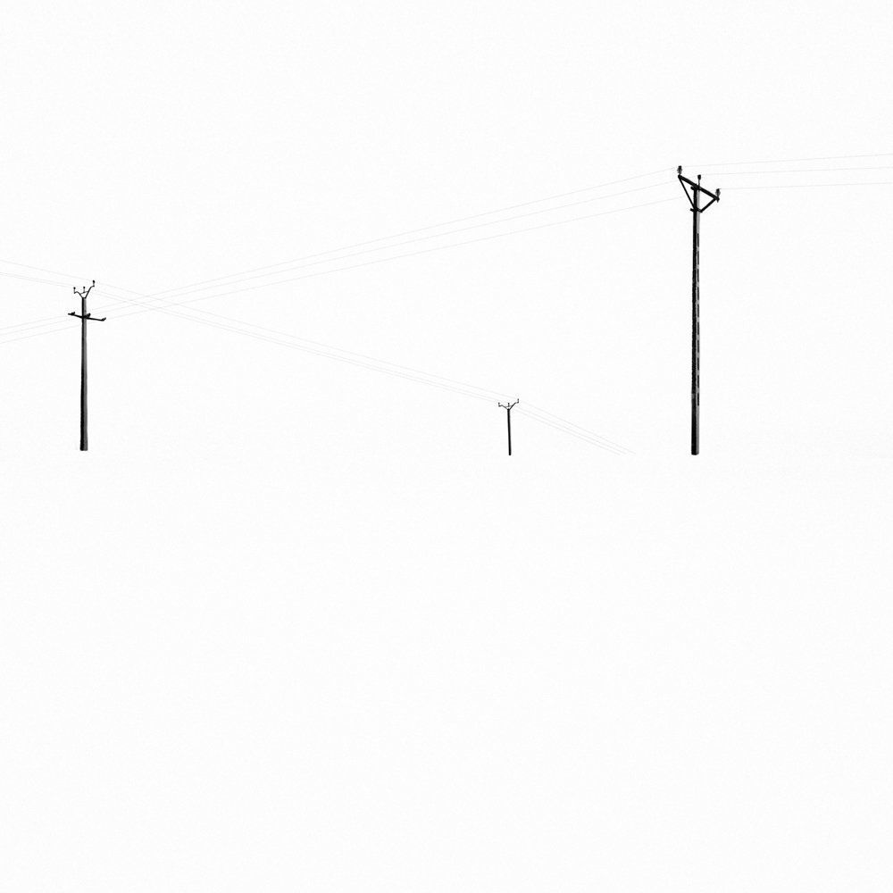 Seul contre tous : série de photographie noir et blanc de paysages enneigés peuplé par quelques arbres ou éléments tractant des lignes