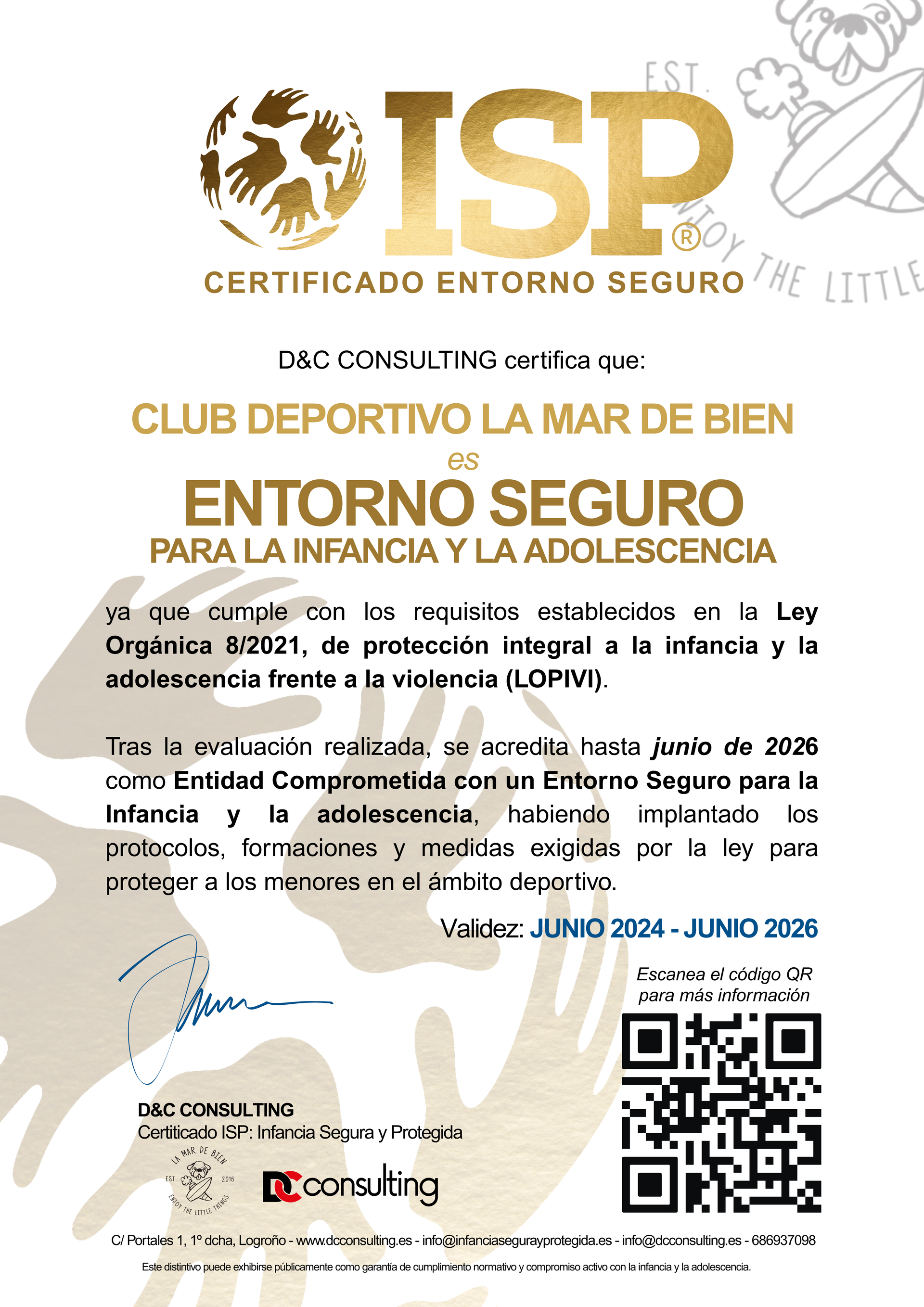 LMDB CERTIFICADO ENTORNO SEGURO ISP D&C CONSULTING LEY LOPIVI LMDB CERTIFICADO ENTORNO SEGURO ISP D&C CONSULTING LEY LOPIVI