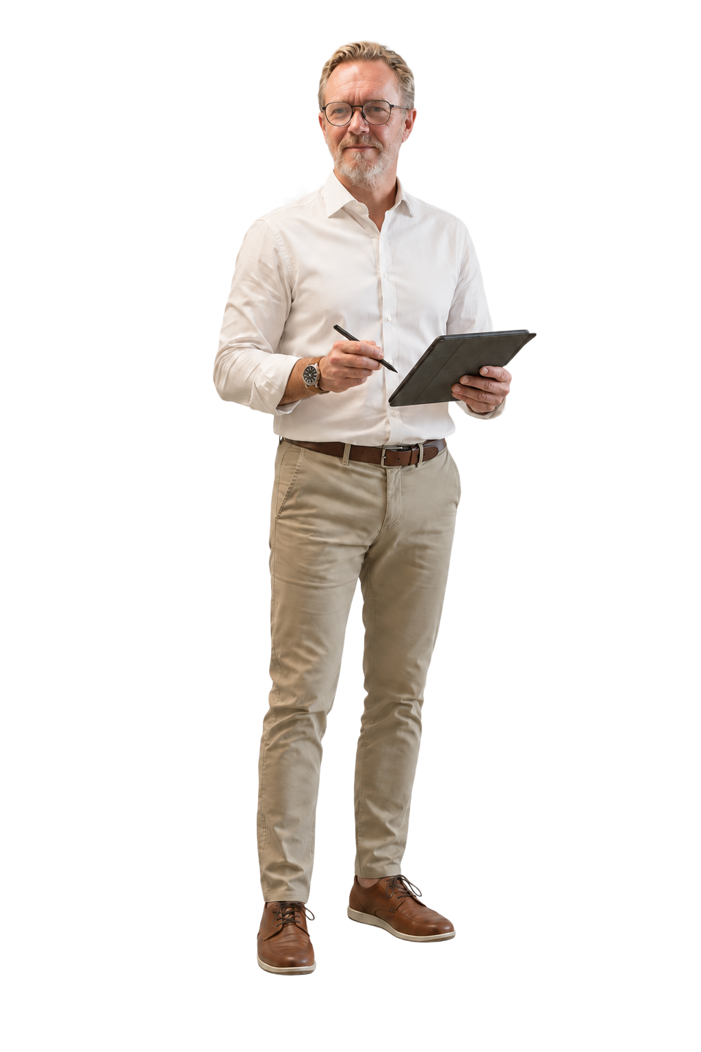 Wasserdesigner Veit Weise mit Tablet und Stift bei der individuellen Planung exklusiver Wasserwelten für wasser.design