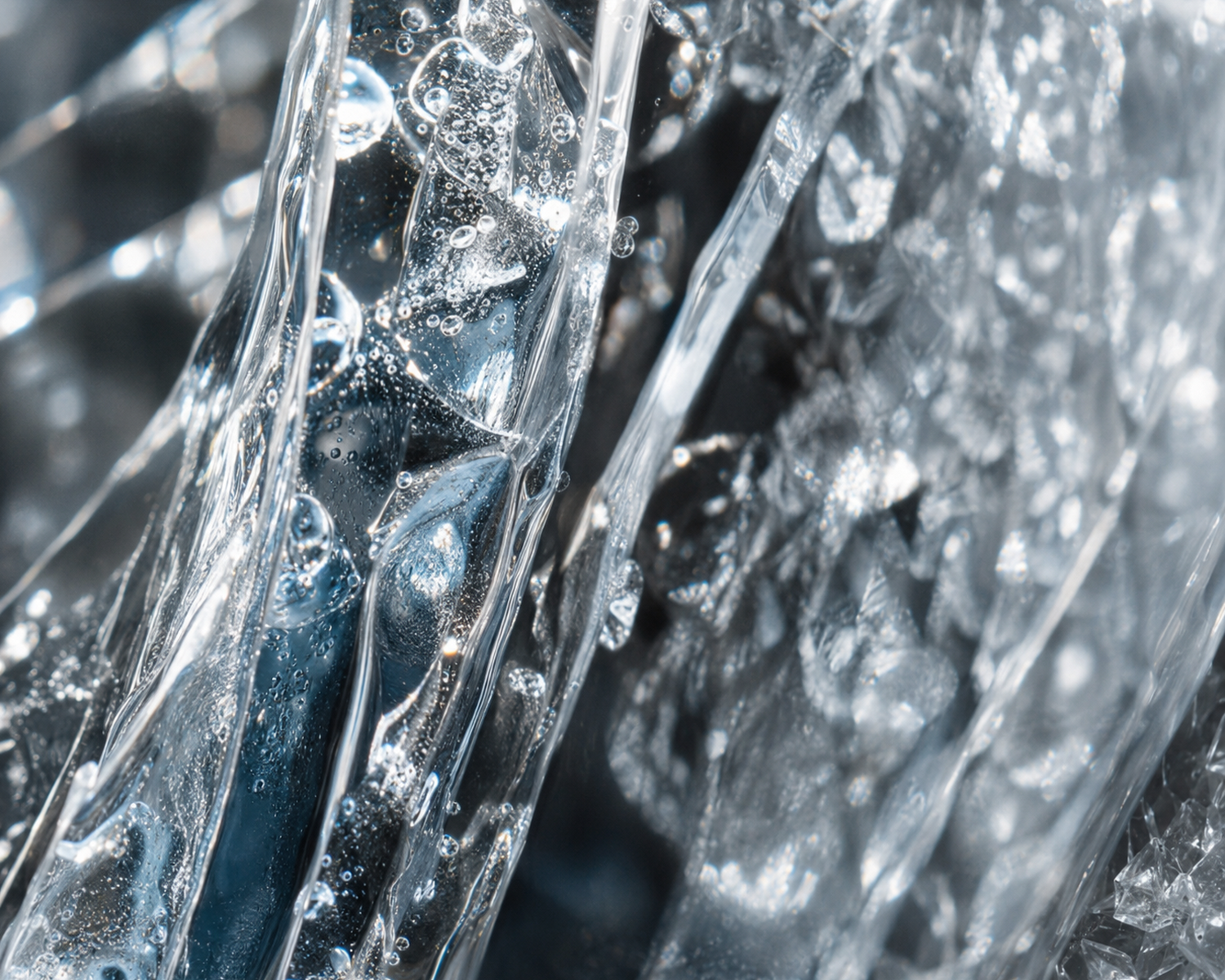 Eisglas für AION - transluzente Struktur für Licht, Wasser und skulpturale Tiefe