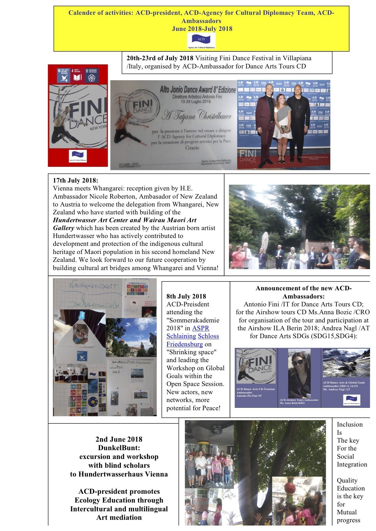 ACD-agency for Cultural Diplomacy activities led by Tatjana Christelbauer