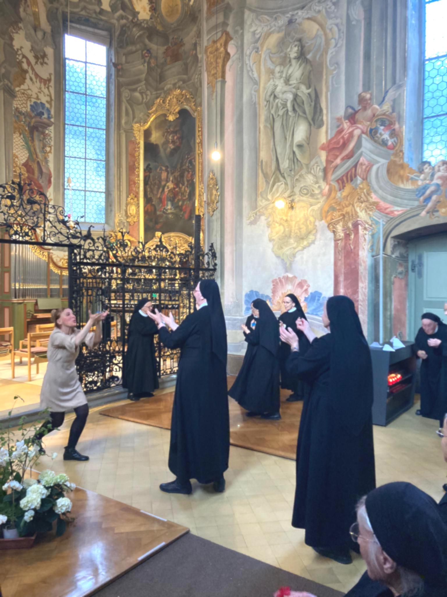 Featherflight dance meditation with nuns, Kloster Fahr CH
