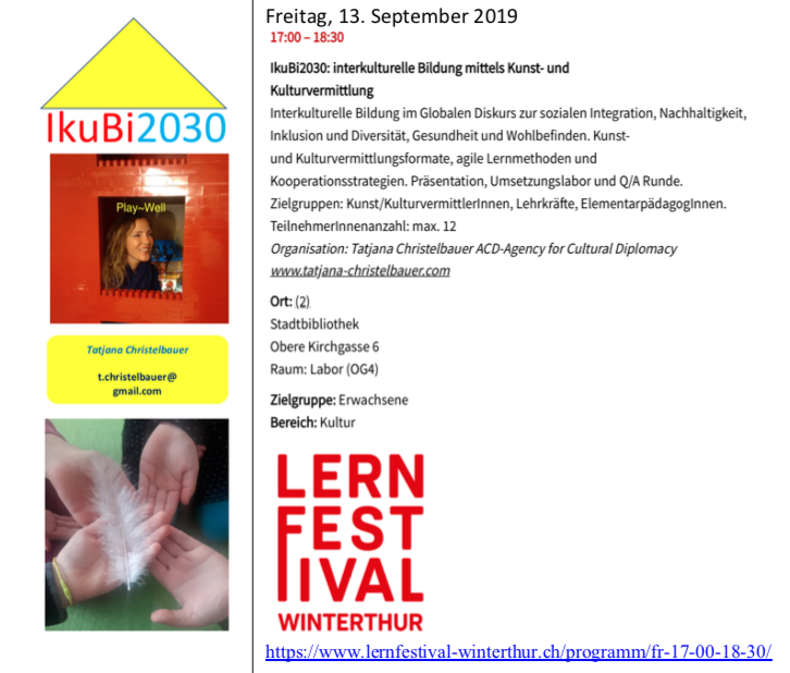 Lernfestival Winterthur, Ikubi2030 edukacijski model Tatjana Christelbauer, visejezicnost, inkluzija, umjetnicka pedagogija, UNESCO obrazovanje 2030