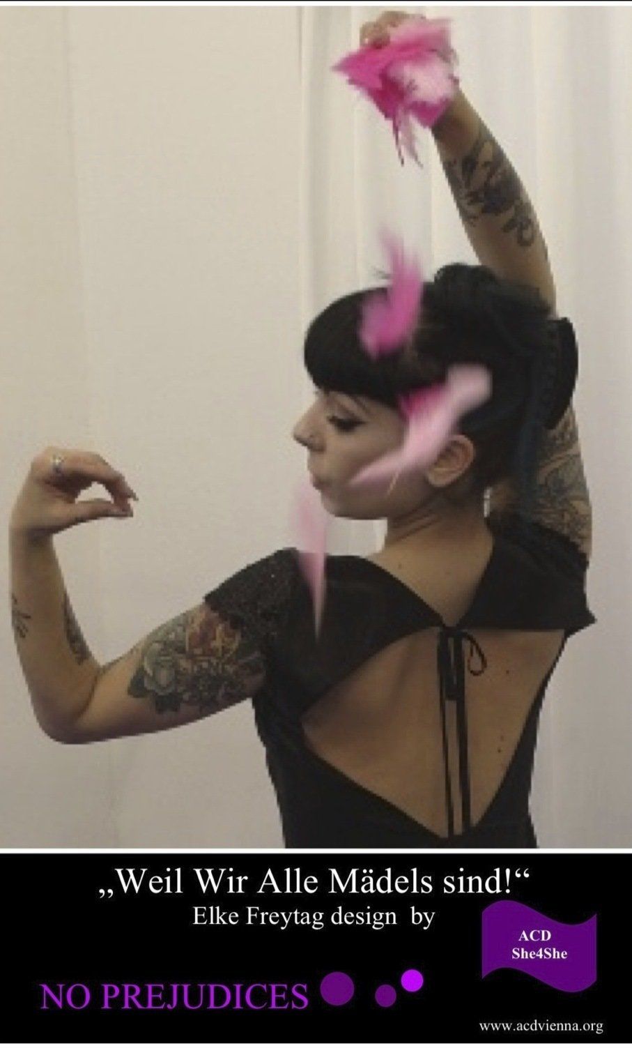 Rosa ... Veranstaltung mit Modedesignerin Elke Freytag, multimedia Performance,  Texte von Una-Srna Sehic, Tatjana Christelbauer tanz&Talk, Wien Kultur, Gallerie Sandpeck, CALMANT , NO prejudices