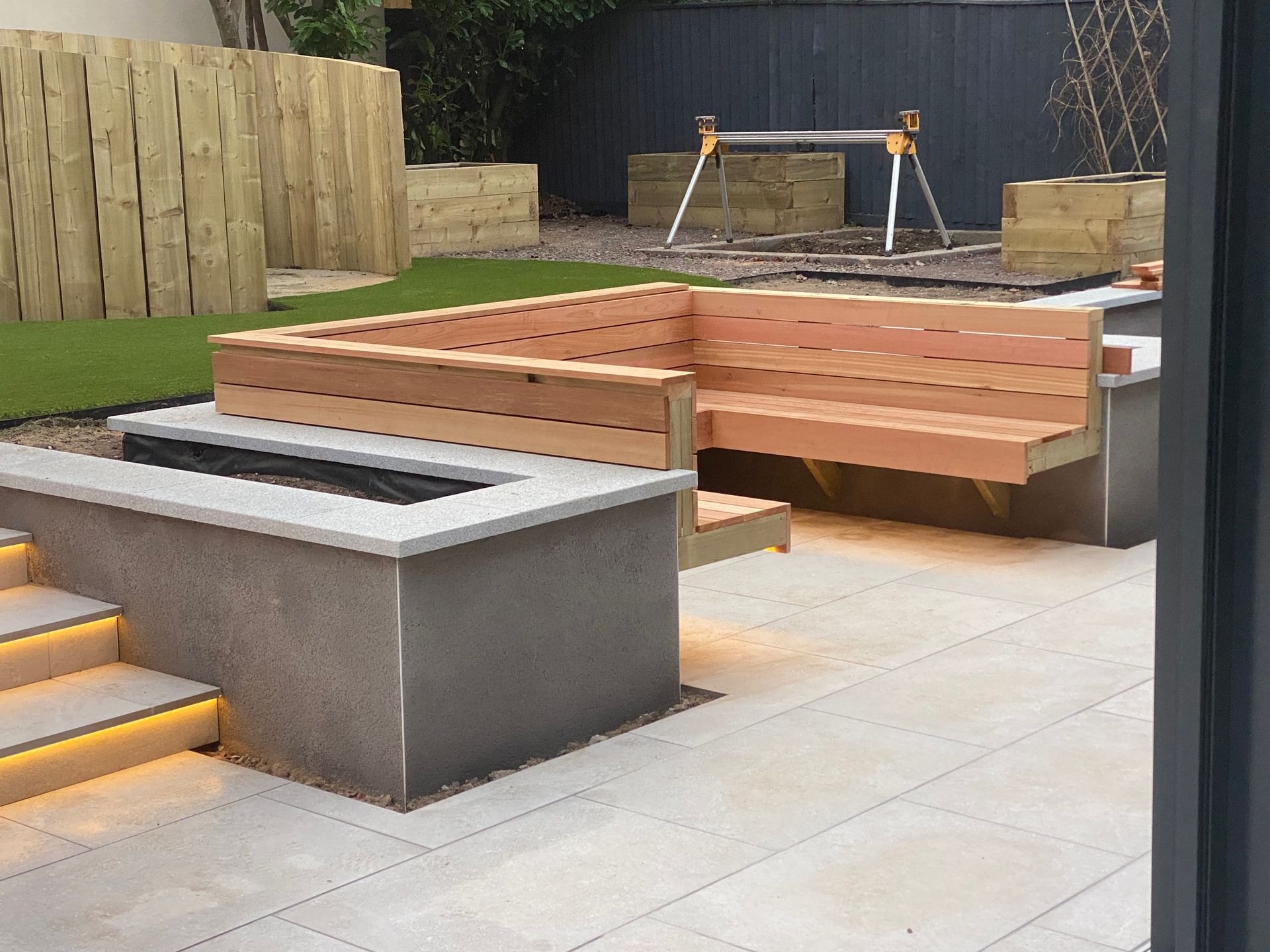 Subtle  recessed LED lights in garden steps in Bournemouth