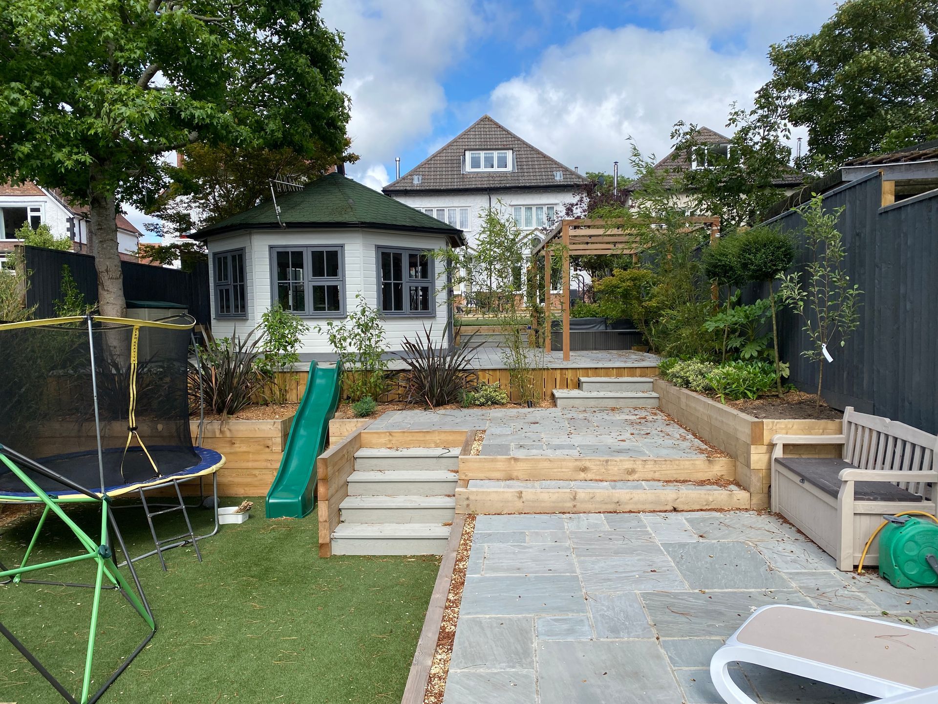 Multiple levels in landscaped garden in Parkstone Poole