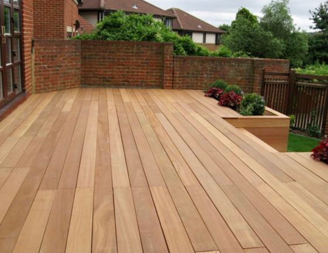Hardwood decking in Poole garden