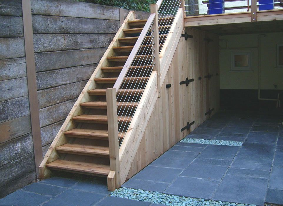 Custom timber garden steps to patio in Poole