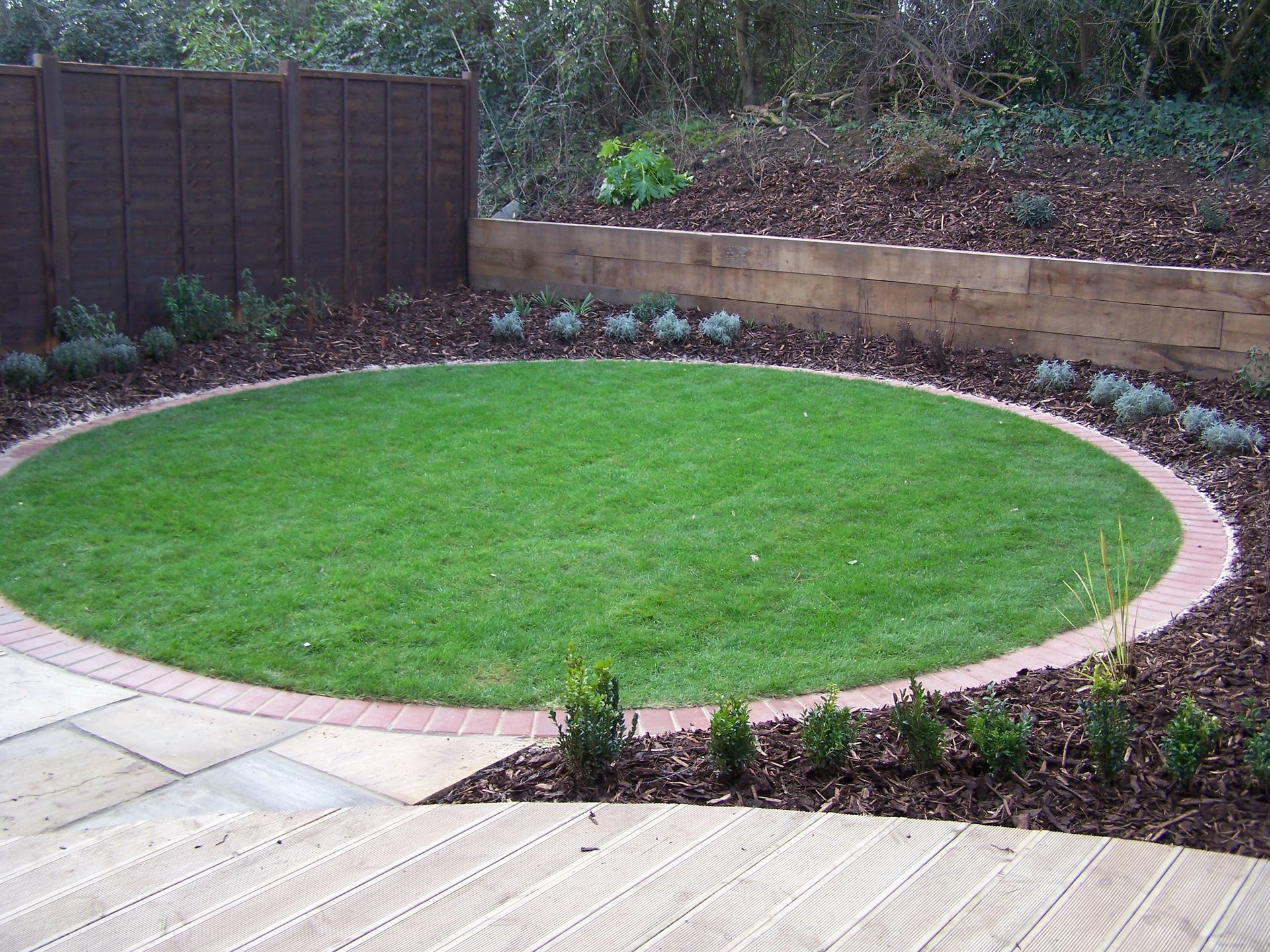 Circular section of lawn turf in Bournemouth garden