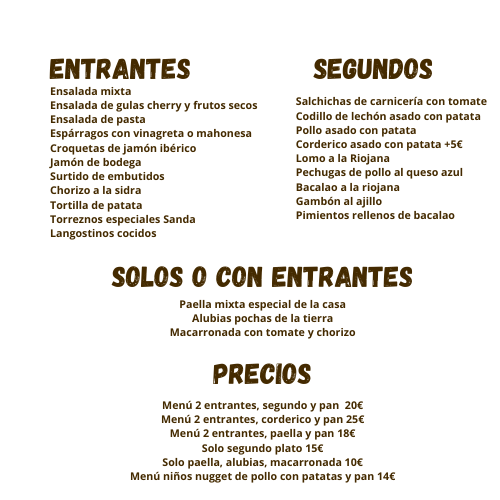 menú catering sanda