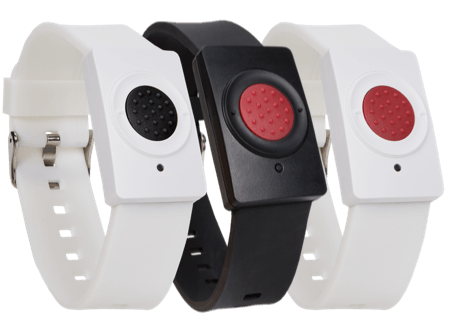 Notrufsystem mit kleinsten Notrufuhr für zuhause. Gezielt können sie einen Notruf auslösen. Die dünnsten Notrufuhren. Sicherheit zuhause und überall