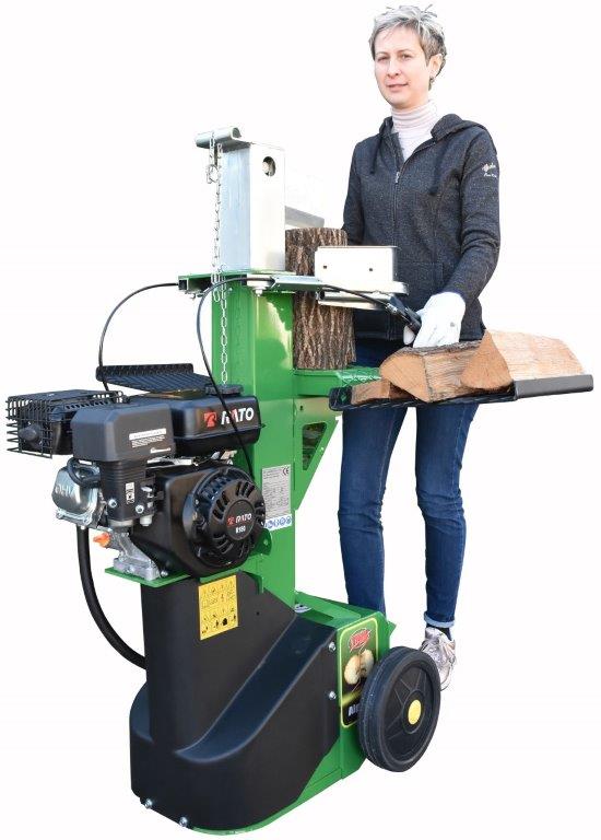 Holzspalter Alpino, 6,5 und 8,5 t, Fußpedal zur Fixierung des Spaltgutes, stabiler Kurzholztisch, Sicherheitssystem Leader, Fahrwerk, Holzspalttechnik, für Kurzholz, große Räder.