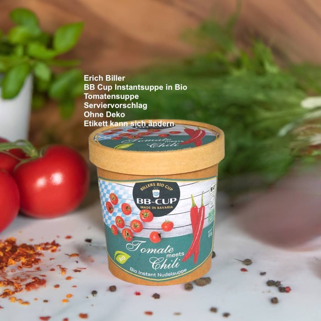 Erich Biller, ehenbachtal.de, BBCup, Instantsuppe Chili con Tomate, pikant Erich Biller, ehenbachtal.de, BBCup, Instantsuppe Chili con Tomate, pikant, Magenrebell, Pasta Avanti, Öl, Gemüsereform, Gewürzmischung, Pasta Avanti, Curry, Pfannenbrote, Pfannkuchen