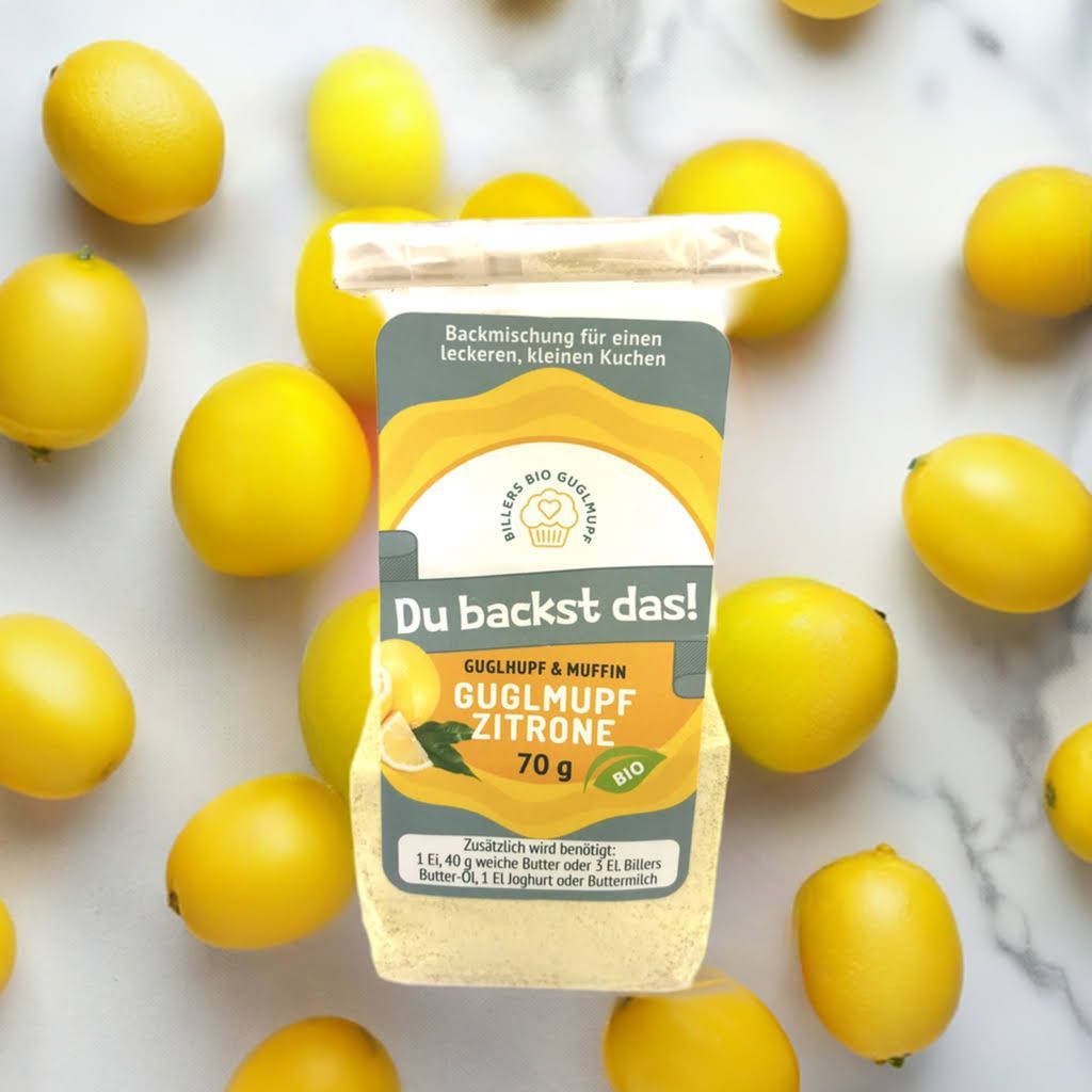 Die praktischen Nachfüllpackungen für unsere Erich Biller Guglmupf „Muffin“ im Glas  Zitrone Erich Biller, ehenbachtal.de, Guglmupf Zitrone, Magenrebell, Öl, Pasta Avanti, Pfannenbrot, Pfannkuchen, Teig Mix, Brot,