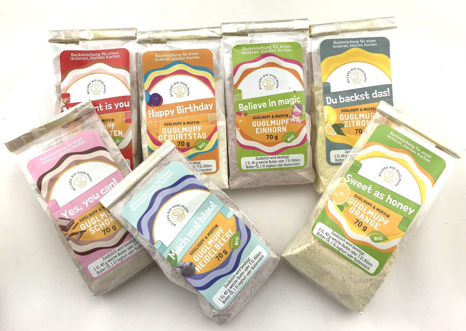 Die praktischen Nachfüllpackungen für unsere Erich Biller Guglmupf „Muffin“ im Glas  Weihnachten Erich Biller, ehenbachtal.de, Guglmupf Weihnachten, Magenrebell, Öl, Pasta Avanti, Pfannenbrot, Pfannkuchen, Teig Mix, Brot,
