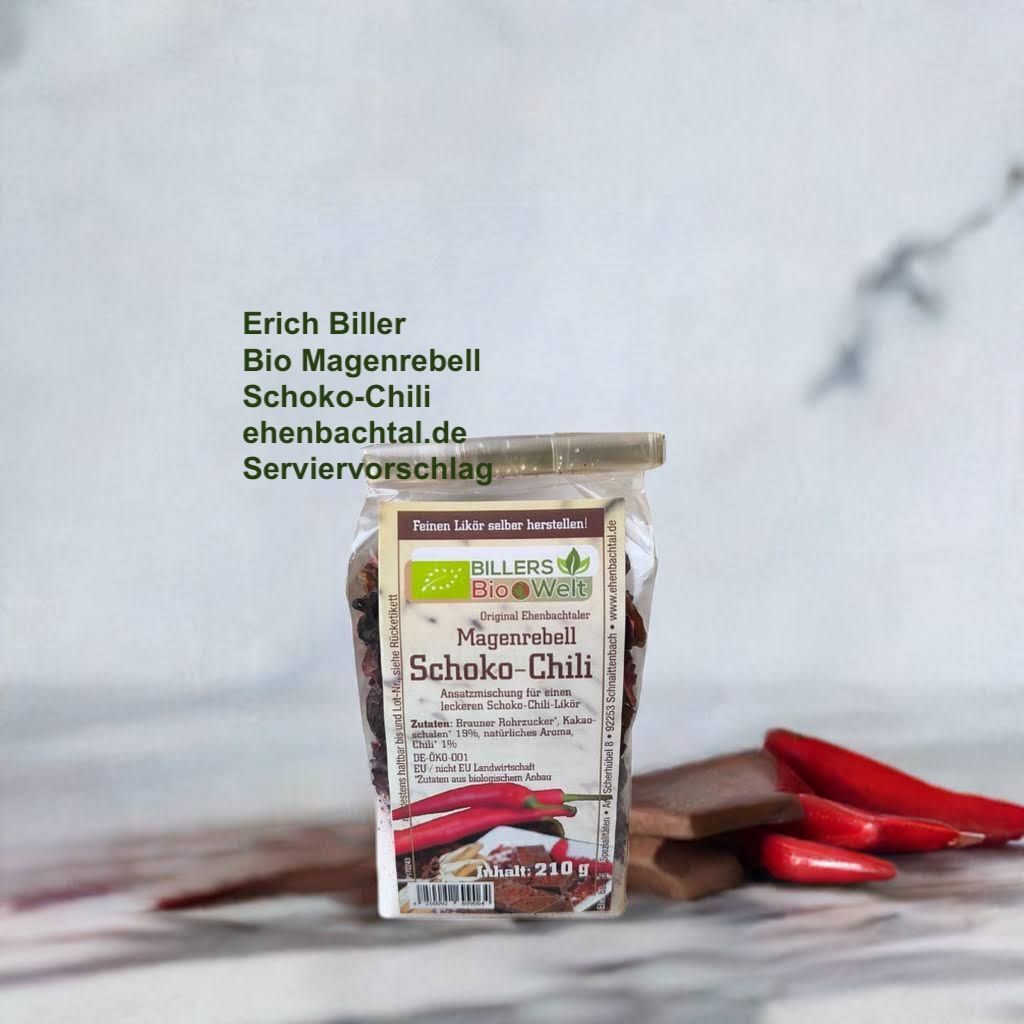 Erich Biller, Ehenbachtal.de, Bio Ansatzmischung, Bio Magenrebell Schoko Chil Erich Biller, Ehenbachtal.de, Bio Ansatzmischung, Bio Magenrebell Schoko Chili, Bio, Dipp, Sirup, Gemüsereform, Pfannenbrot, Pfannkuchen, Muffin, Gewürzmischung, BB Cup, Pasta Avanti, Curry,