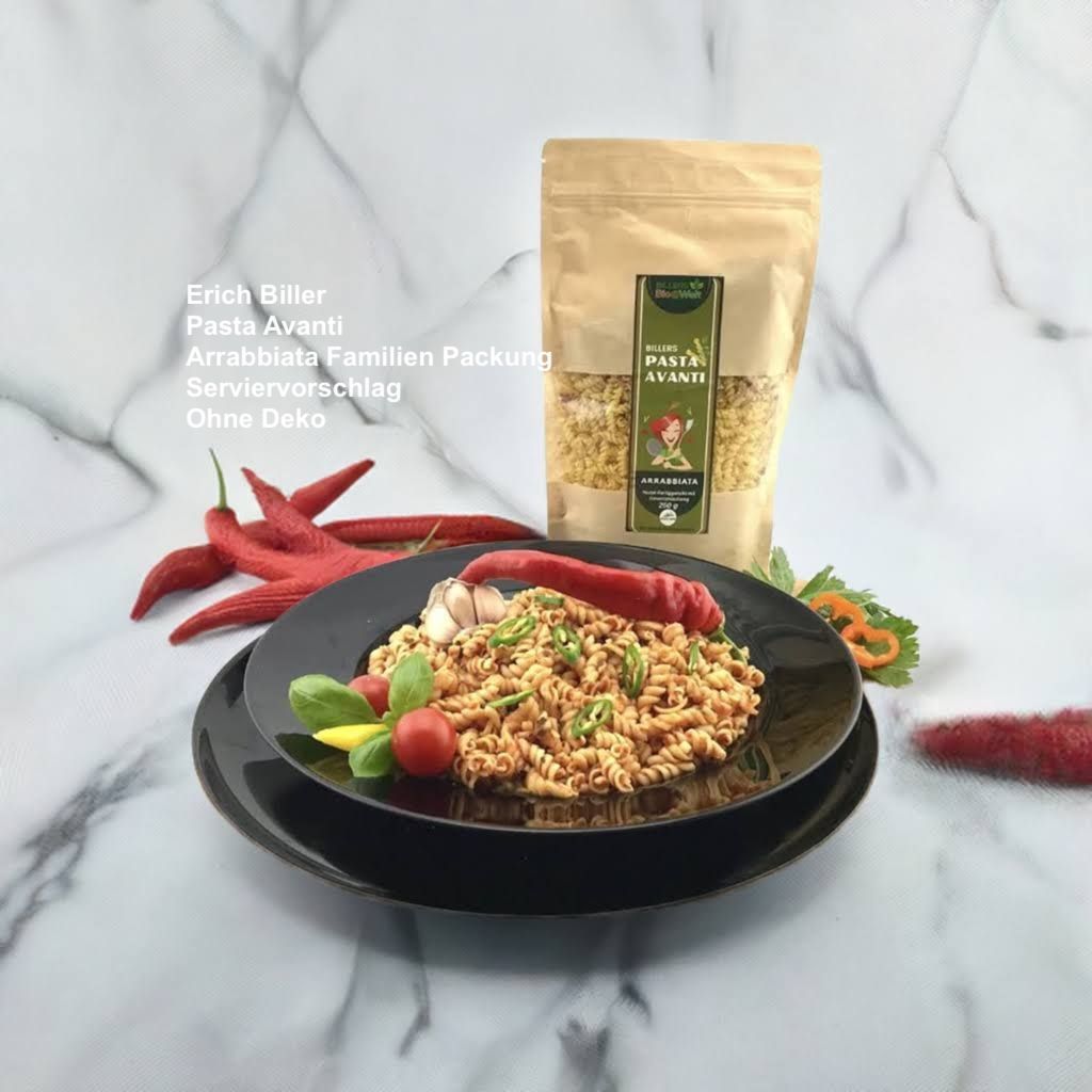 Erich Biller, ehenbachtal.de, Bio, Pasta Avanti, Nudel Fertig Gericht, Arrabbiata, Familien Packung, Bio Erich Biller, ehenbachtal.de, Bio, Pasta Avanti, Nudel Fertig Gericht, Arrabbiata, Familien Packung, Bio, Gewürzmischung, Sirup, Dipp, Magenrebell, Gemüsereform, Pfannenbrot, Pfannkuchen, Öl,