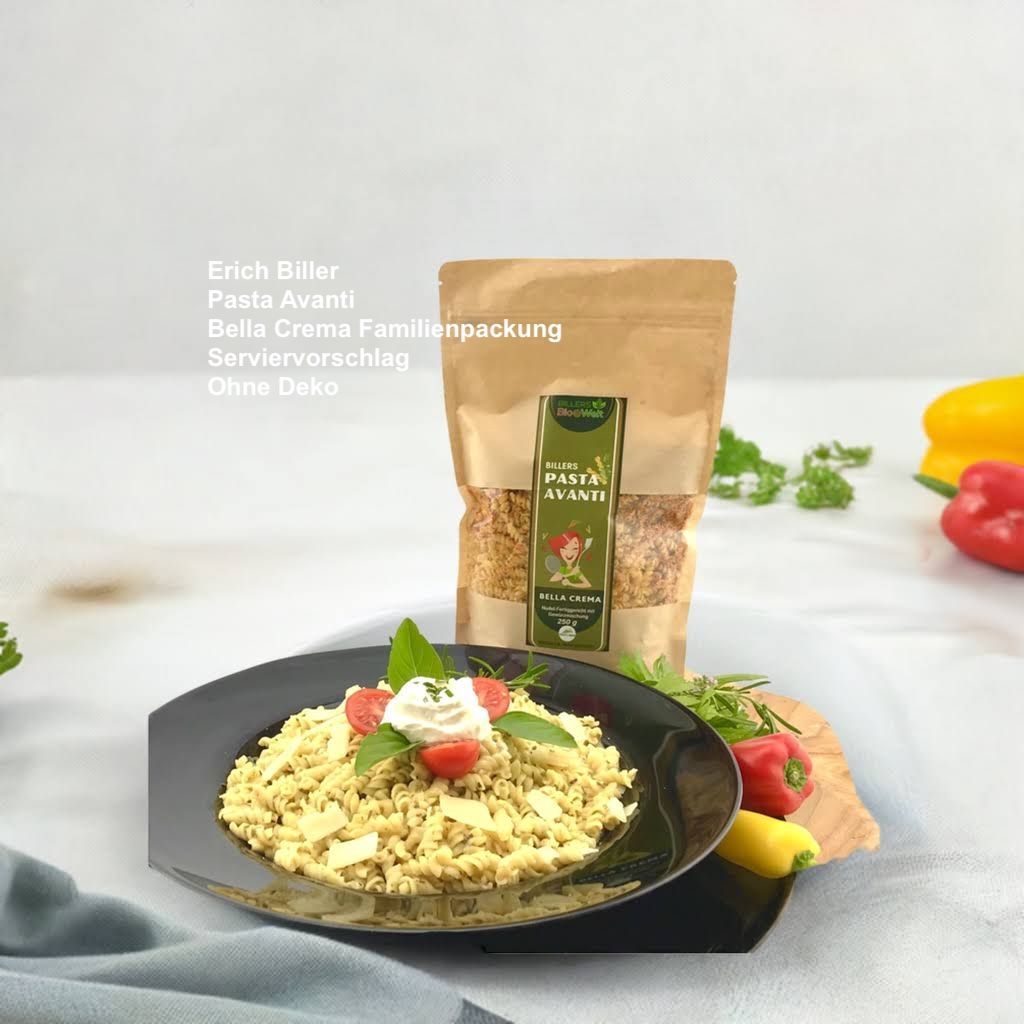 Erich Biller Serviervorschlag Bio Pasta Avanti Familien Packung Bella Crema
