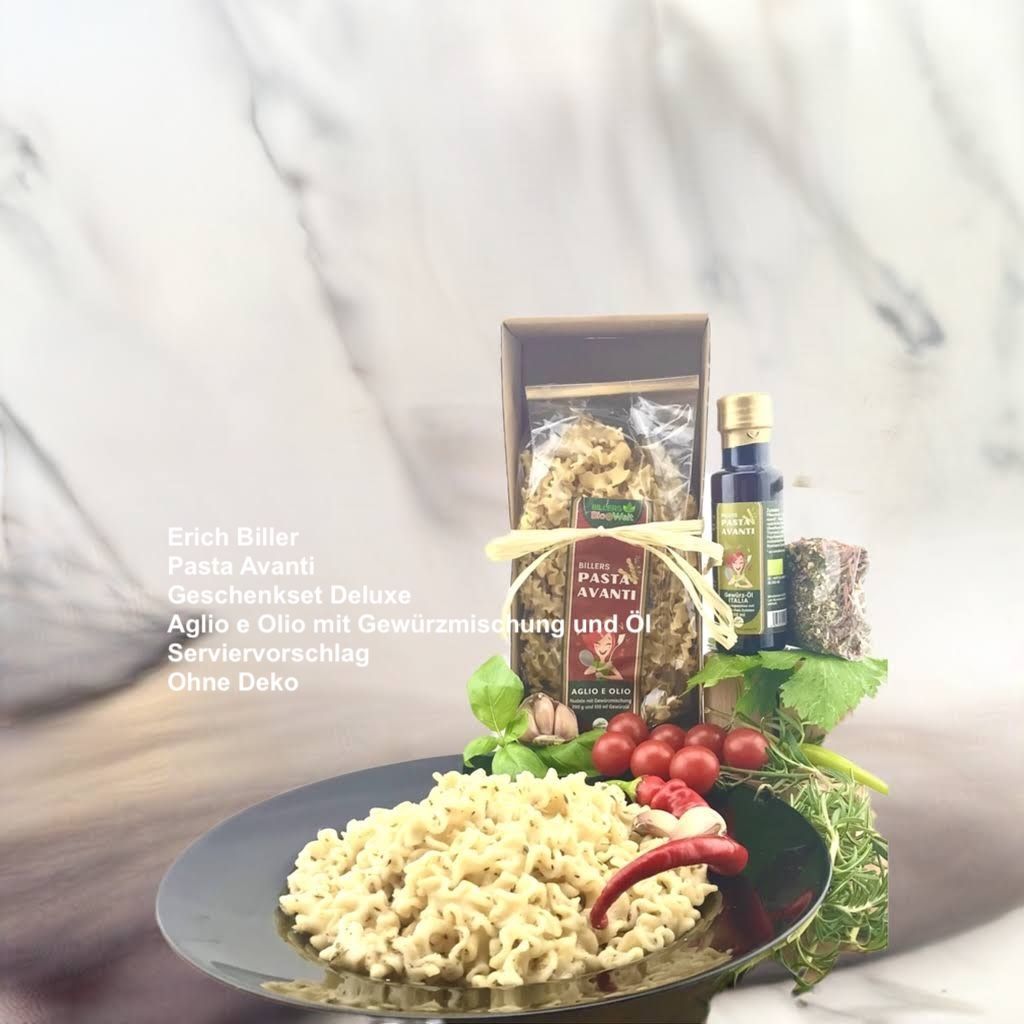 Erich Biller, ehenbachtal.de, Bio, Pasta Avanti, Nudel Fertig Gericht, Geschenkset Gewürzmischung Öl, Aglio e Olio, Bio Erich Biller, ehenbachtal.de, Bio, Pasta Avanti, Nudel Fertig Gericht, Geschenkset Gewürzmischung Öl, Aglio e Olio, Bio, Dipp, BB Cup, Sirup, Curry, Magenrebell, Gemüsereform, Pfannenbrot, Pfannkuchen, Öl,