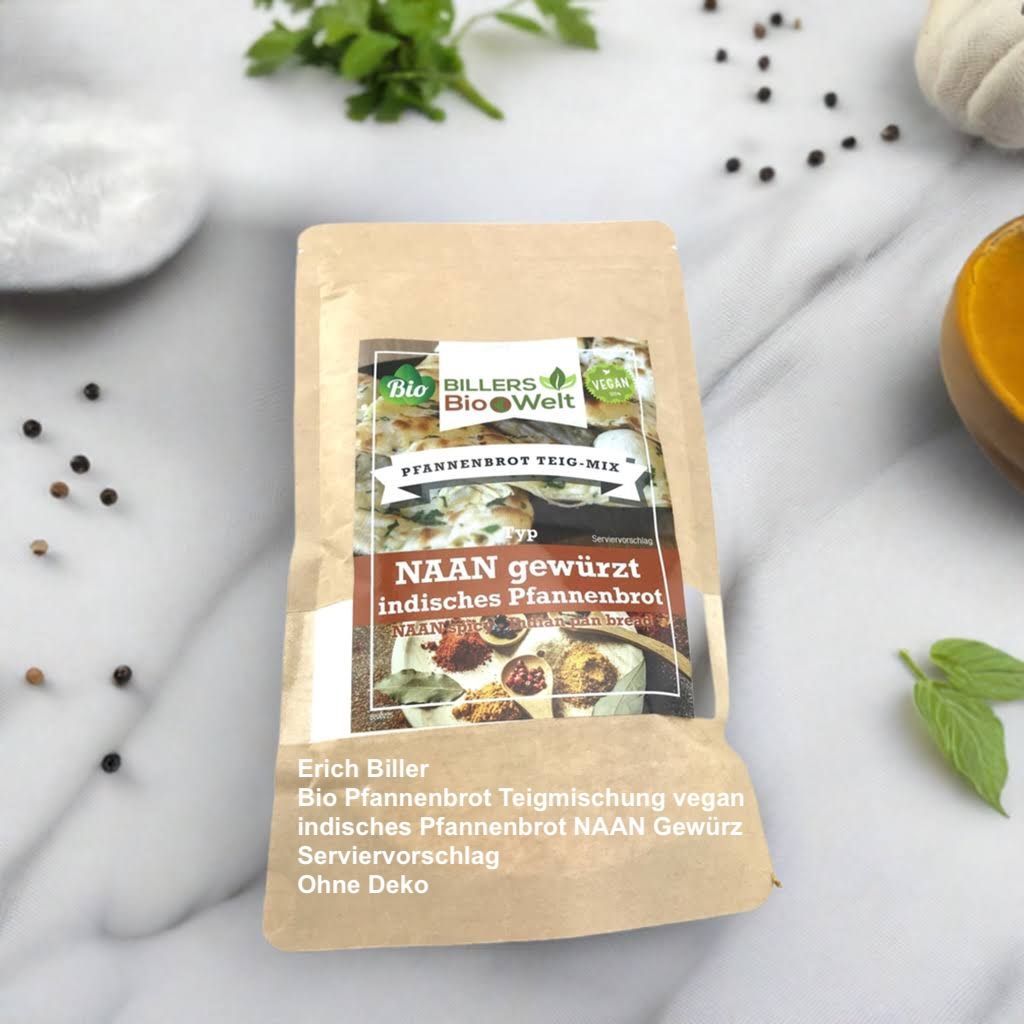 Erich Biller, ehenbachtal.de, Bio, Pfannenbrot Teig Mix, Teigmischung, Naan gewürzt, indisches Pfannenbrot Erich Biller, ehenbachtal.de, Bio, Pfannenbrot Teig Mix, Teigmischung, Naan gewürzt, indisches Pfannenbrot, Gewürzmischung, Dipp, Magenrebell, Pasta Avanti, Pfannkuchen, Gemüsereform