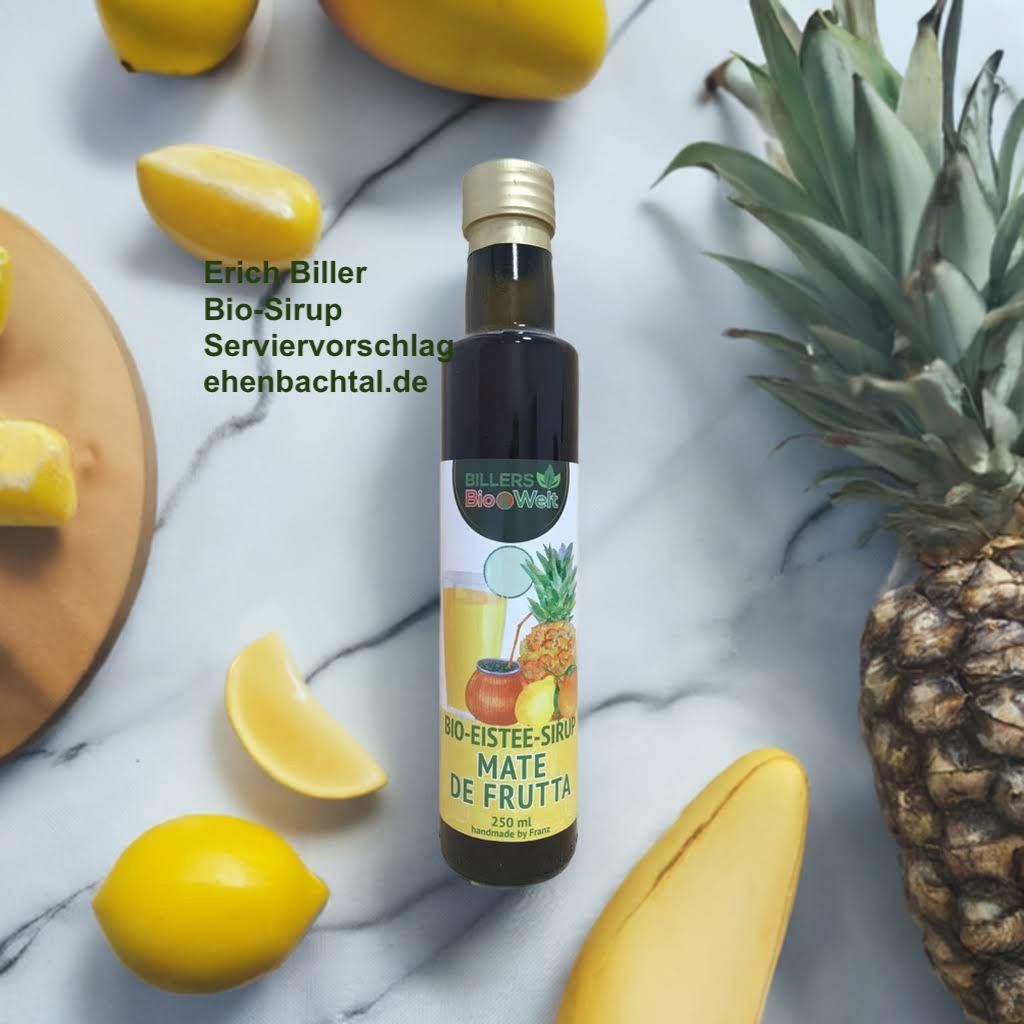 Eine Auswahl von unseren  Erich Biller  Bio Sirup in Flaschen Mate de Frutta