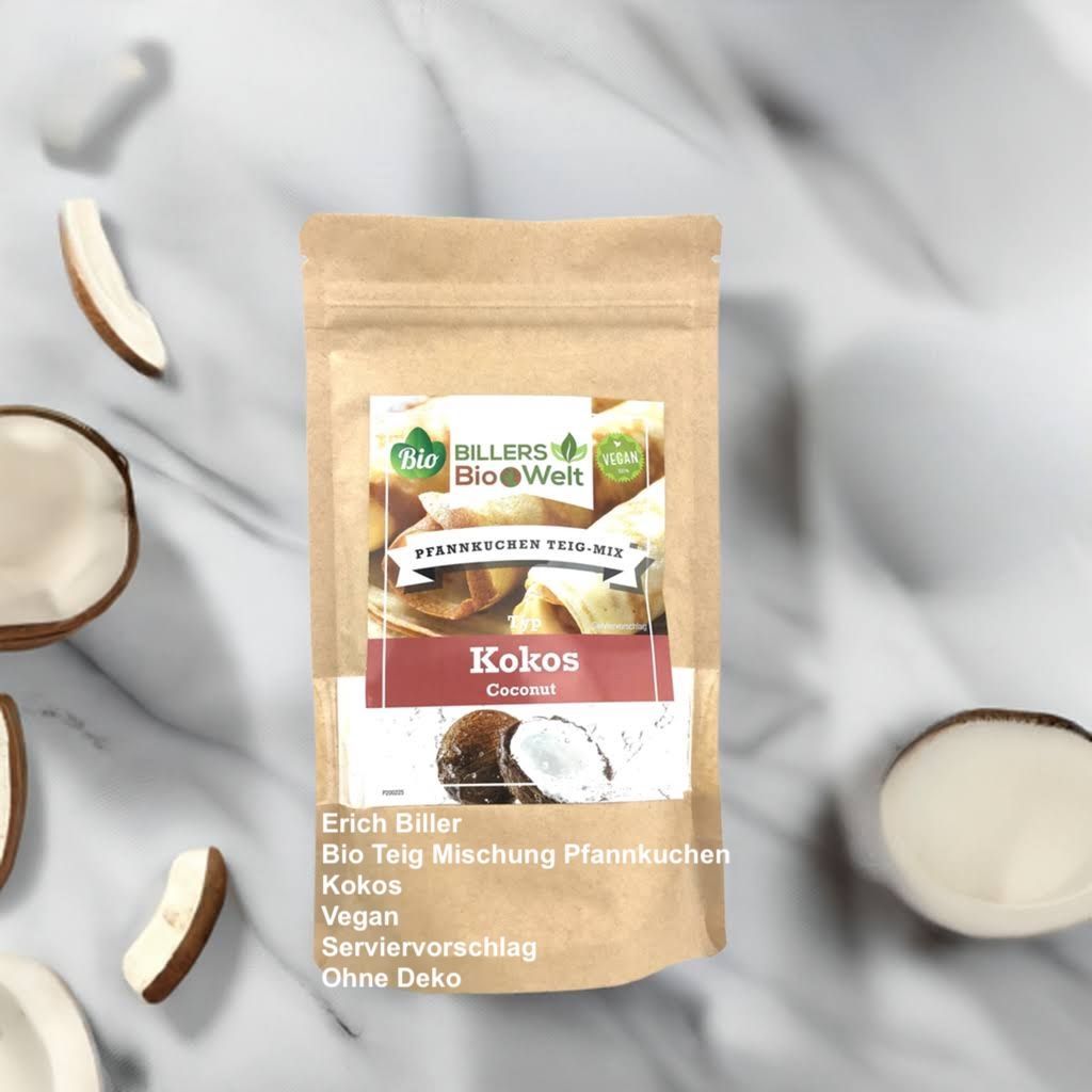 Erich Biller Teig Mix Für Pfannkuchen, ganz einfach selber machen, Kokos Vegan Erich Biller, ehenbachtal.de, Bio, Pfannkuchen Teig Mix, Teigmischung, Kokos, vegan, Gewürzmischung, Dipp, Sirup, Magenrebell, Pasta Avanti, Pfannenbrot, Gemüsereform