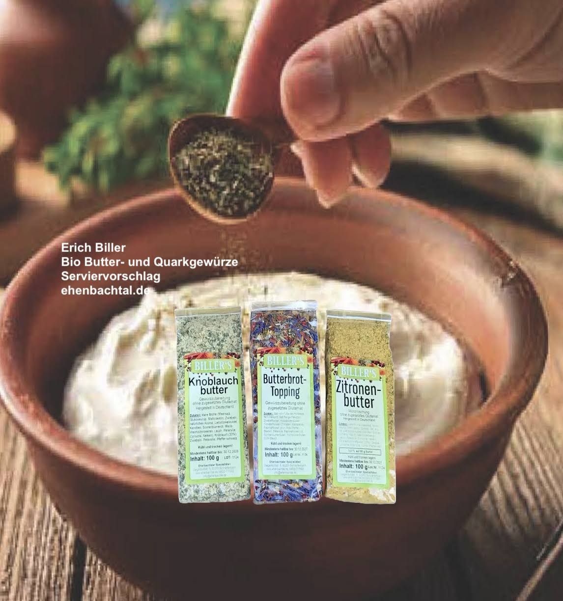 Erich Biller Bio Gewürzmischung für das Würzen von Butter, Indische Currybutter